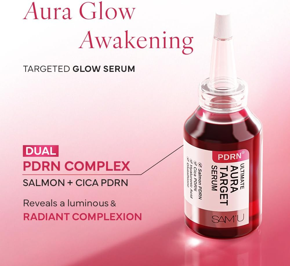 SAM'U PDRN Ultimate Aura Target Serum - PDRN Salmon Glow Serum with Glutathione, Vitamin C & Salmon PDRN, Korean Skin Care image number 1