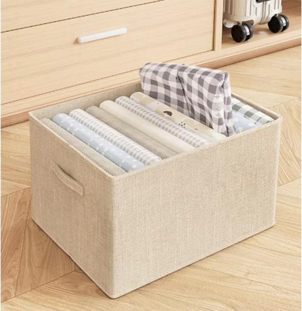 TOMVAES Linen Storage Bins Storage Box with Lid Foldable Box Stool Containers Bench Lid for Home Bedroom Office