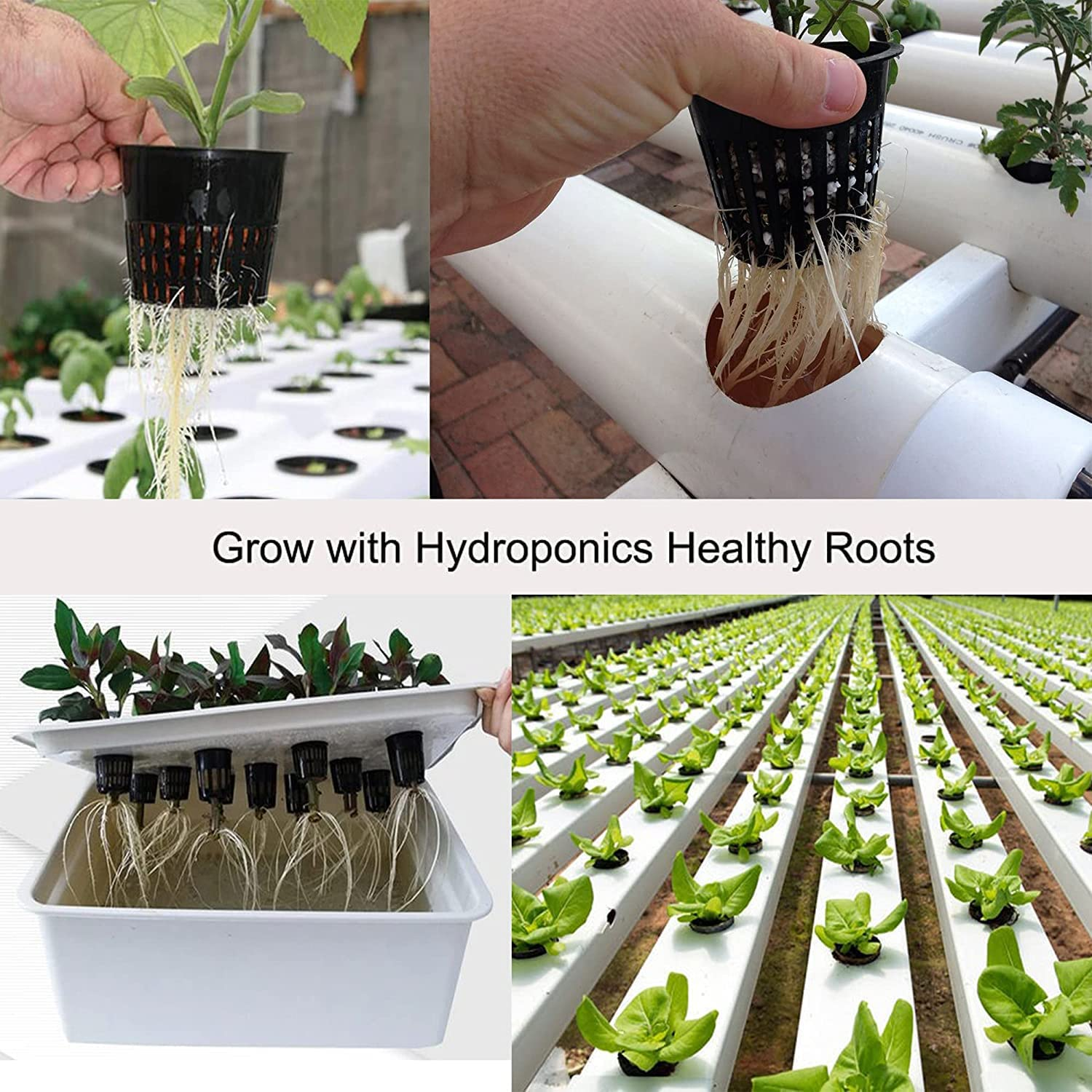 Net Pots 50 Packs Garden Mesh round Net Cups, Duty Wide Lip Bucket Basket Pot Cups Plant Cups for Hydroponic Systems Aquaponics