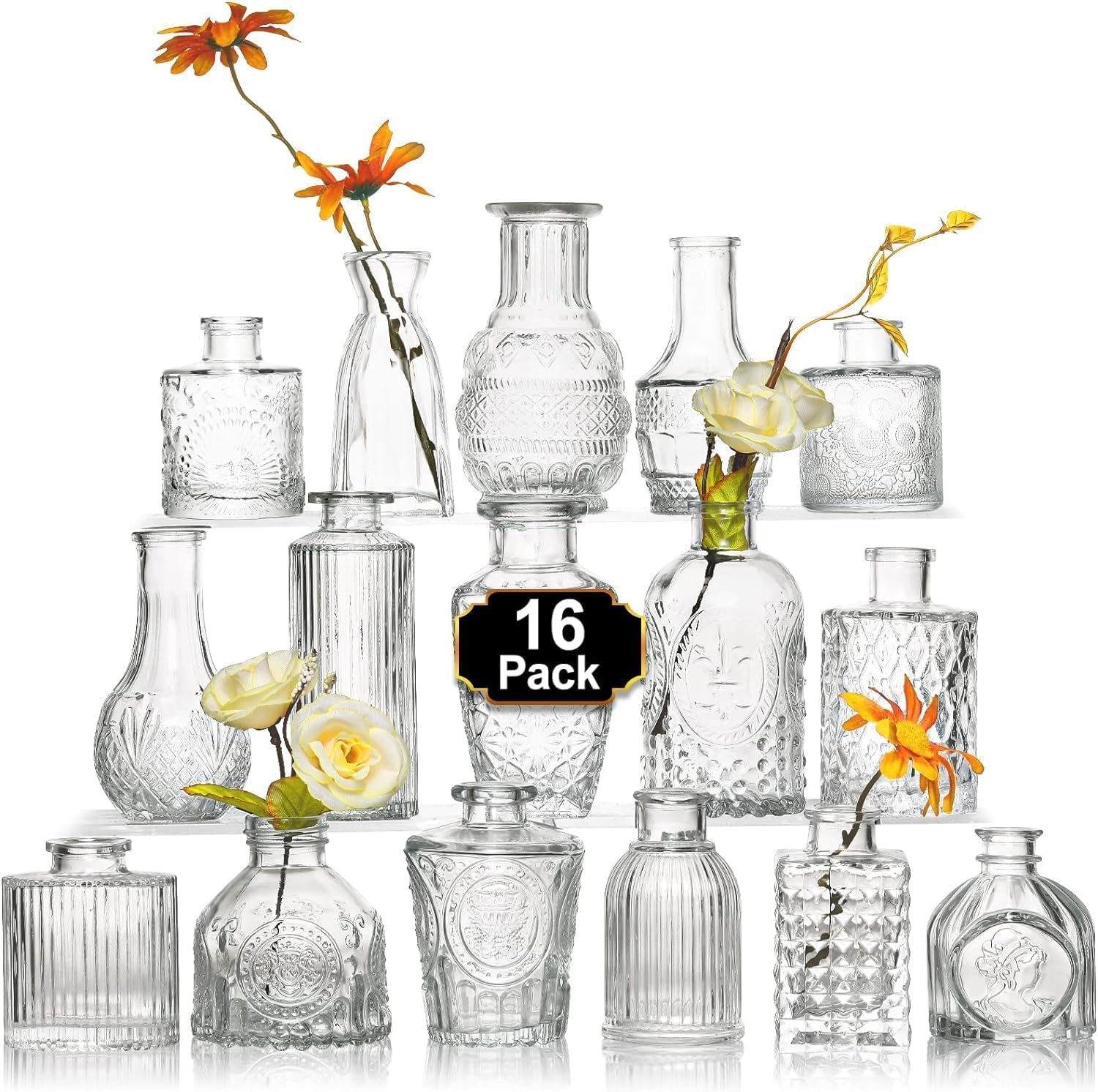 30 Pcs Glass Bud Vase Set，Small Glass Vases for Flowers，Clear Bud Vases in Bulk，Vintage Vases for Centerpieces，Small Glass Bud Vase for Rustic Wedding Decorations，Home Table Flower D&eacute;cor