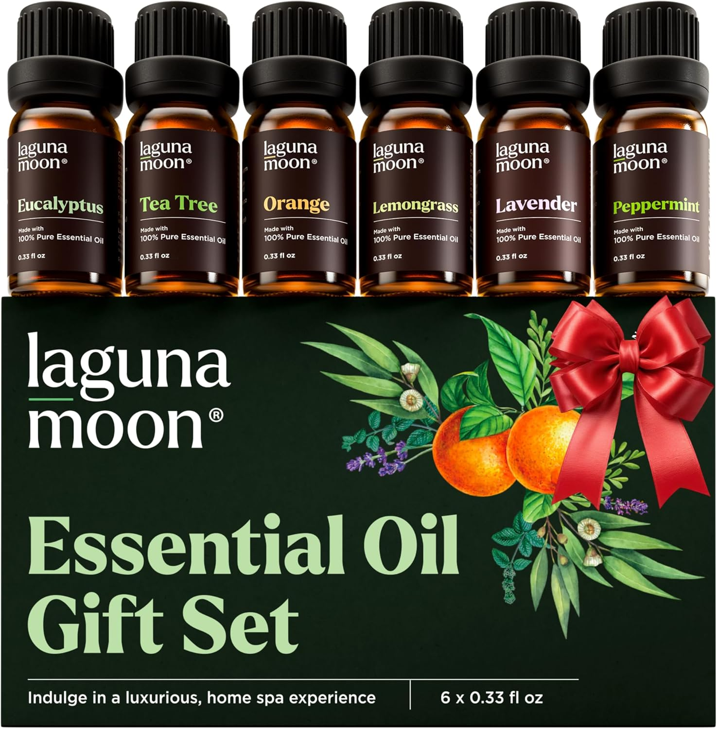 Lagunamoon Essential Oils Gift Set,Top 6 Aromatherapy Oils Orange Lavender Tea Tree Peppermint Eucalyptus Lemongrass image number 1