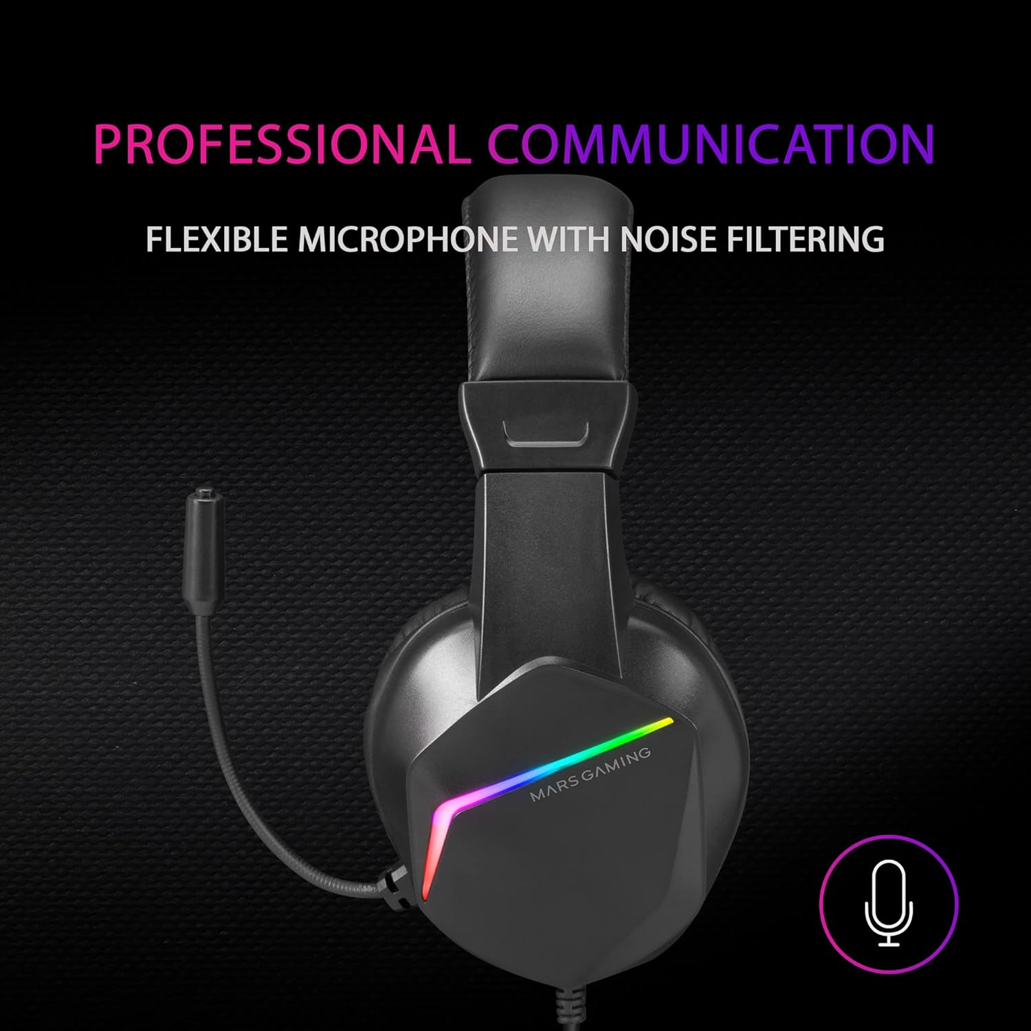 Mars Gaming MH122 Black, Gaming Headset FRGB over Ear with Microphone, Hifi Sound, Sound Cancellation, Ultra Lightweight, PS4 PS5 Xbox Switch Tablet Windows Mac image number 4