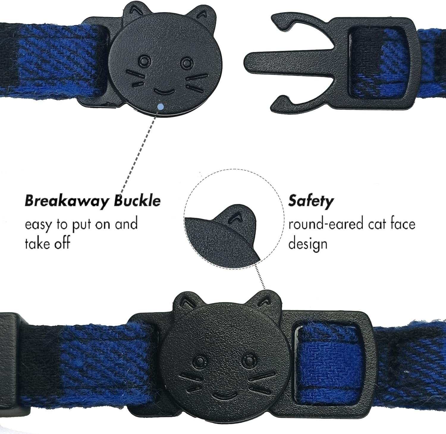 6 Pcs Cat Collars with Bow Tie and Bell, Breakaway Kitten Collar Adjustable Safety Quick Release Cat Collars for Kitten and Cats image number 1