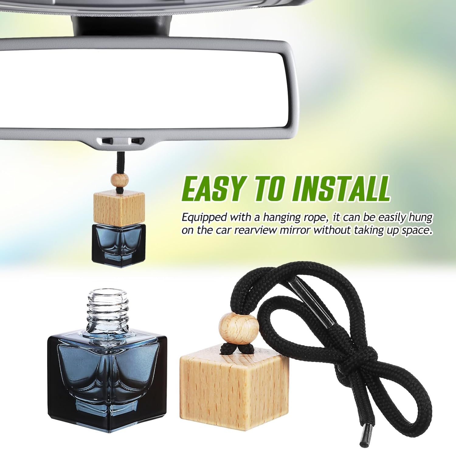 Iplusmile Car Hanging Air Fresheners Diffuser: 10Pcs Empty Car Essential Oil Diffuser Bottles Pendant - Black Glass Perfume Vials Aromatherapy Fragrance Ornament Decor image number 1