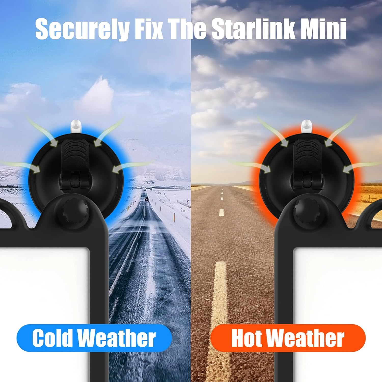 Starlink Mini Sunroof Suction Cup Mount with Luquid Silicone Protective Case,Starlink Mini Protective Case for Dish Antenna,Mounting Kit for Car Windows and Sunroofs - Starlink Mini Car Mount image number 1