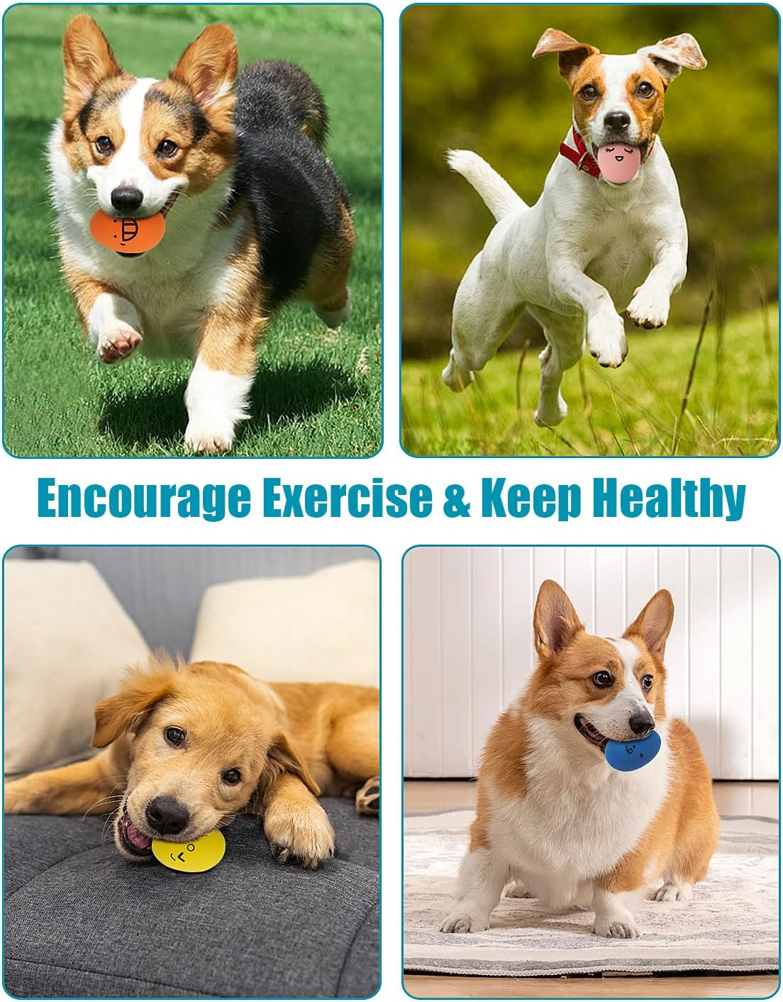 Dog Toys Squeaky, Interactive Funny Puppy Ball Pack, Latex Rubber Squeak Pet Toy Egg Balls for Puppies Small Medium Breed Dogs image number 6