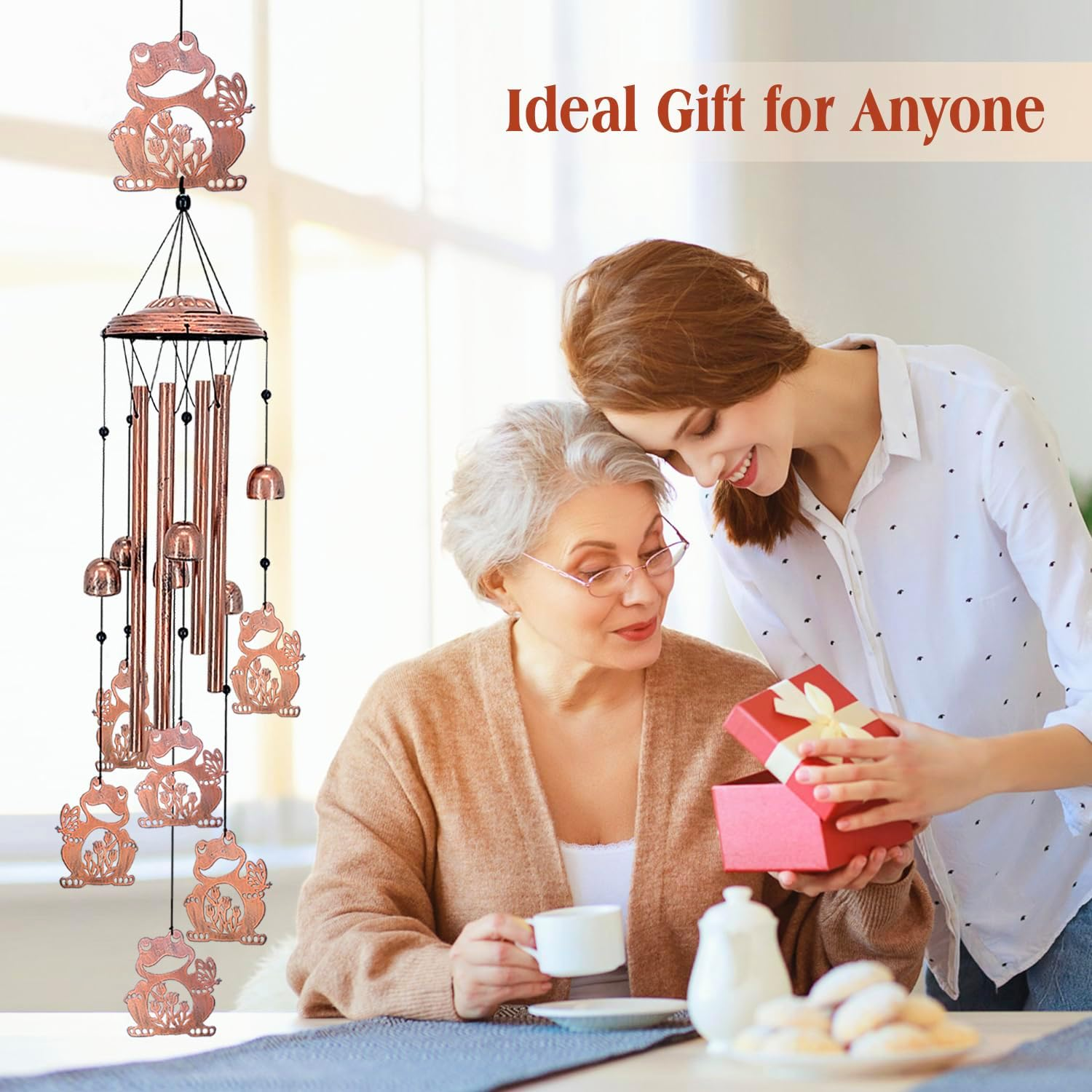 Frog Wind Chimes Outdoor Frog Gifts for Women/Men/Mom/Wife/Grandma Birthday Gifts Memorial Gift Metal Windchimes for Outside/Indoors, Lawn, Patio, Home, Porch, Yard Decor, Garden Decorations image number 4