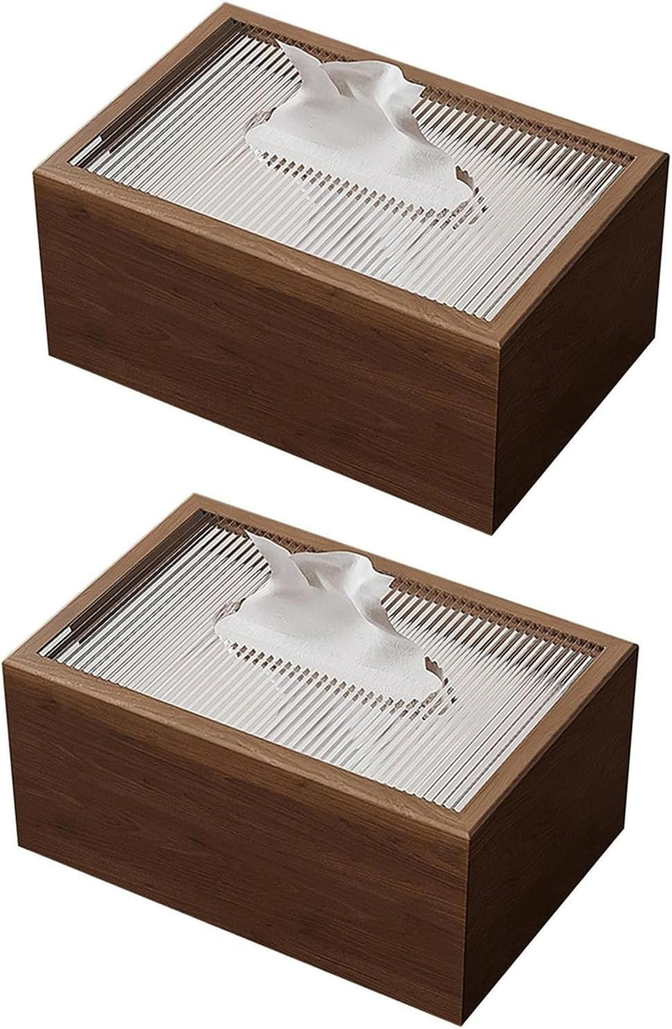 2 Pcs Napkin Holders, Wooden Tissue Box, Desktop Napkin Storage with Acrylic Cover (19.7 * 12.7 * 9.5Cm) image number 6