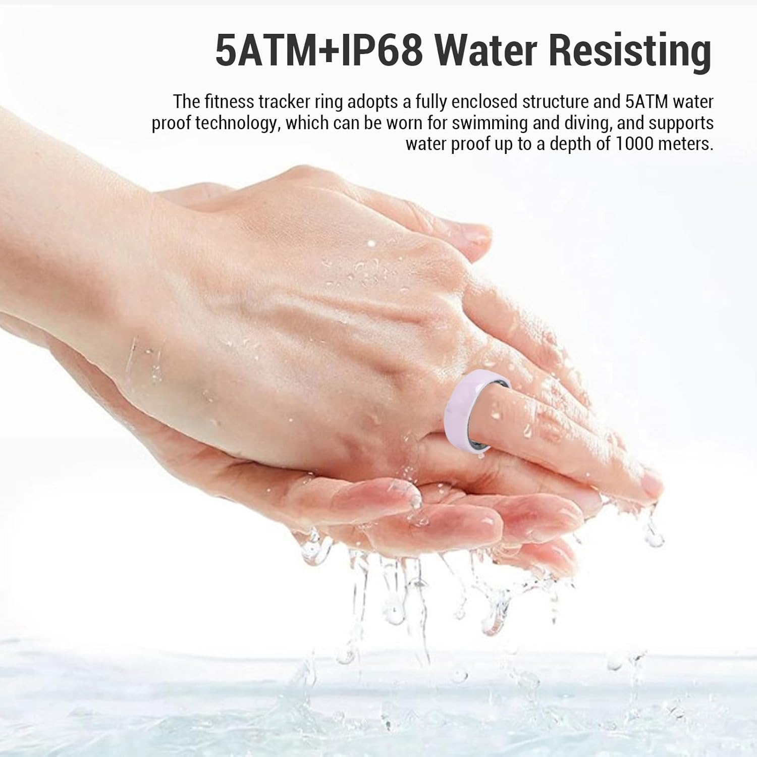 NFC Smart Ring Ceramic Waterproof Fitness Tracker with 5ATM IP68, Step Switch, Multi Sport Modes, Magnetic Charge, Lightweight Health Ring for (17.5 Mm / 0.69 In) (18.3 Mm / 0.72 Inches) image number 1