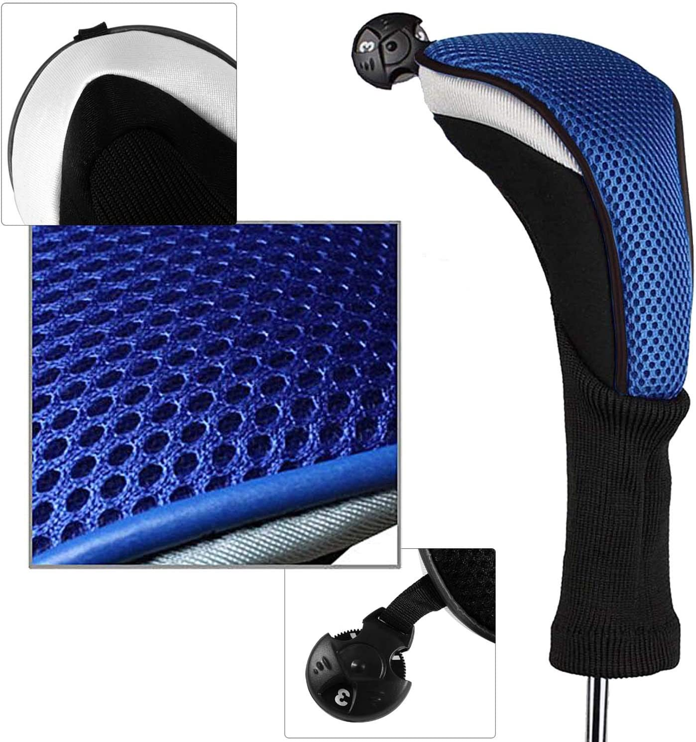 Golf Club Head Covers for Woods and Driver Hybrids Fairway Value Pack Protective Clubs Headcovers with Interchangeable No.Tags 1 3 5 image number 2