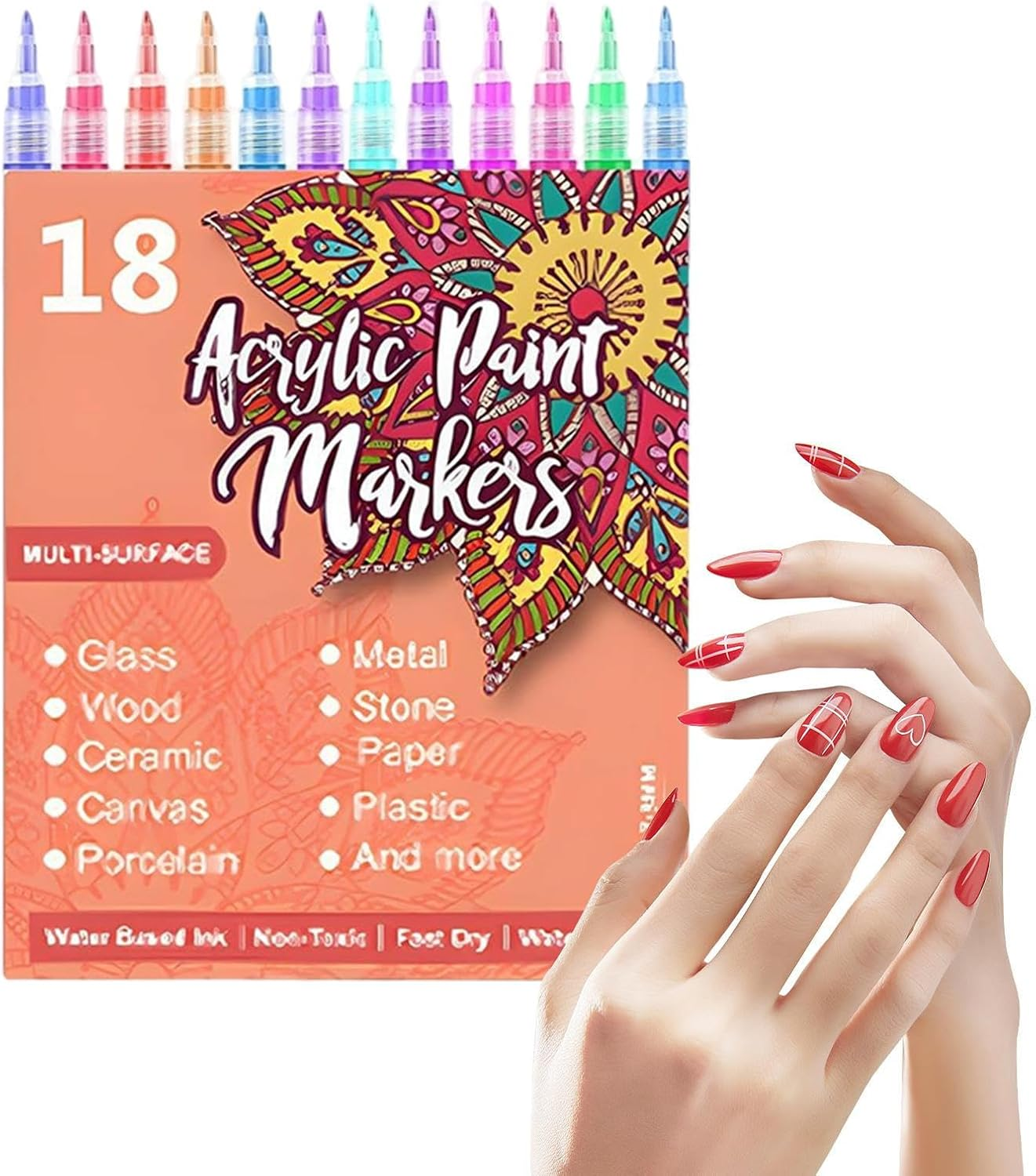 24 Colors Nail Drawing Pens Set, Waterproof Manicure Art Painting Markers, Nails Polish Art Design Manicure Tools for Women Girls Beginners & Nail Technician