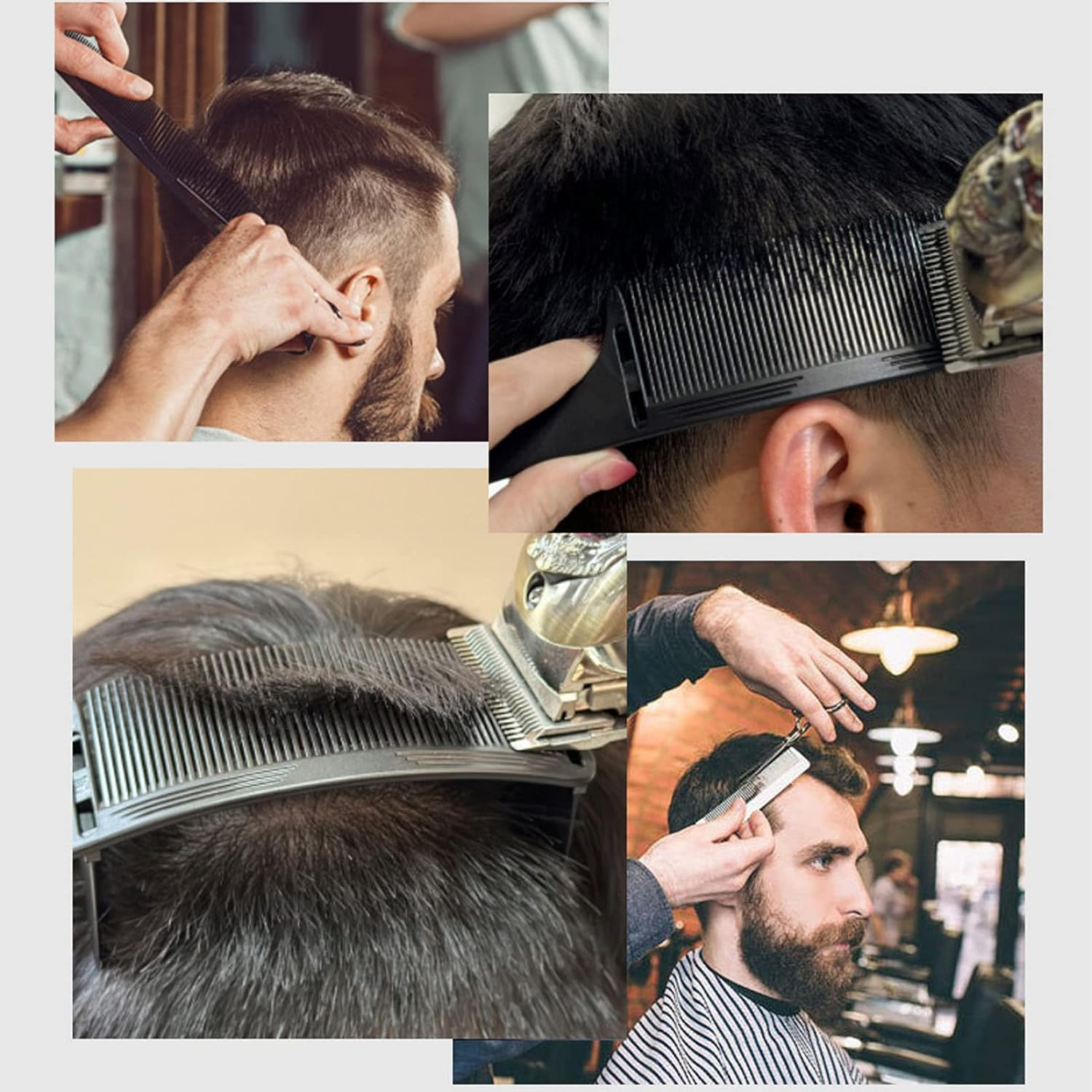 Curved Hairdressing Comb, Flat Hair Cutting Comb, Heat Resistant Hair Cutting Comb, Barber Fade Comb, Flat Hair Cutting Comb for Men, Hairdressing Tool (Black) image number 3