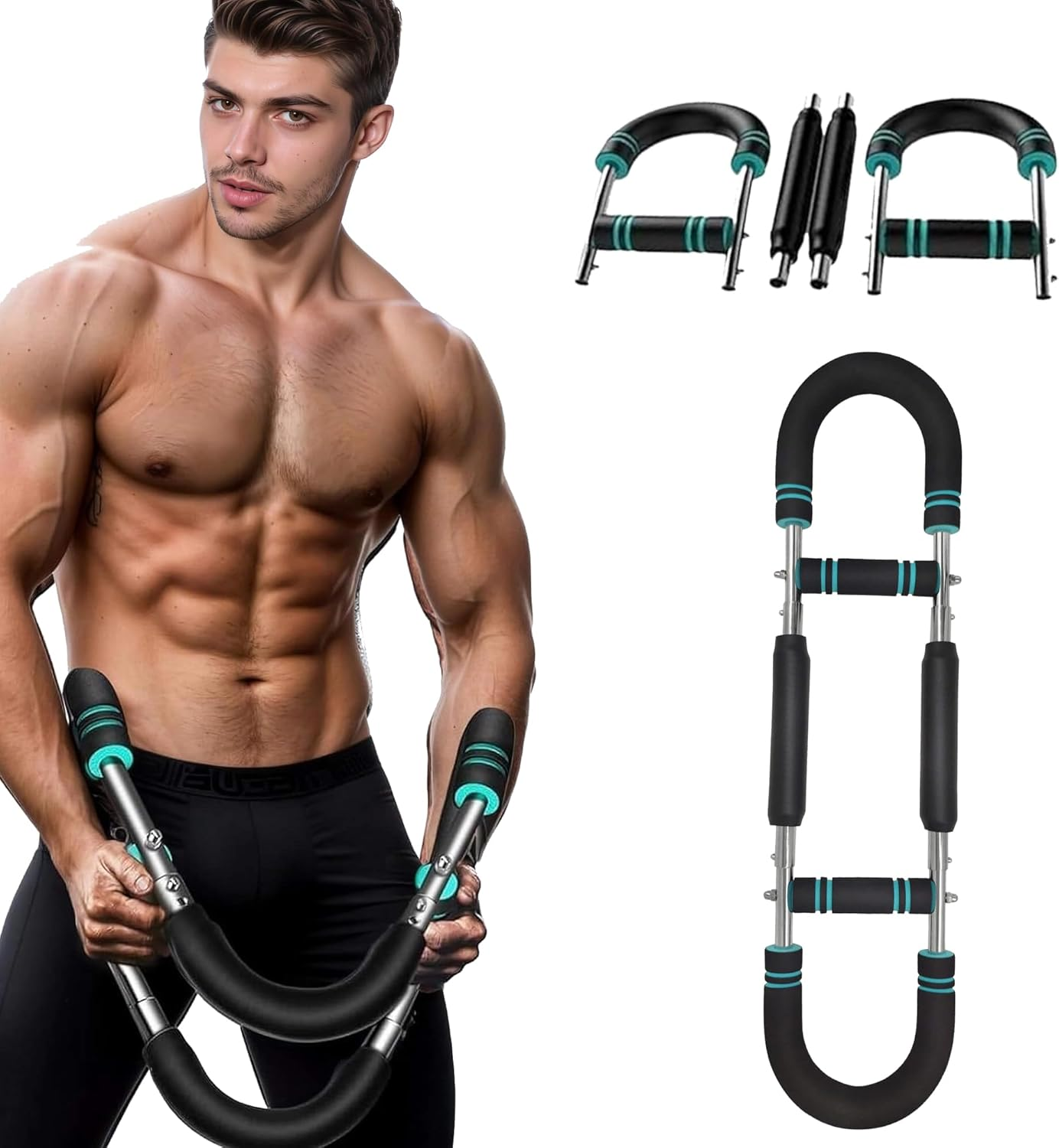 Kicttule Power Twister Arm Trainer for Men, Portable 40-100Lb Adjustable Chest Workout Equipment, Arm Strength Exerciser Power Bar, Chest Clip Muscle image number 2