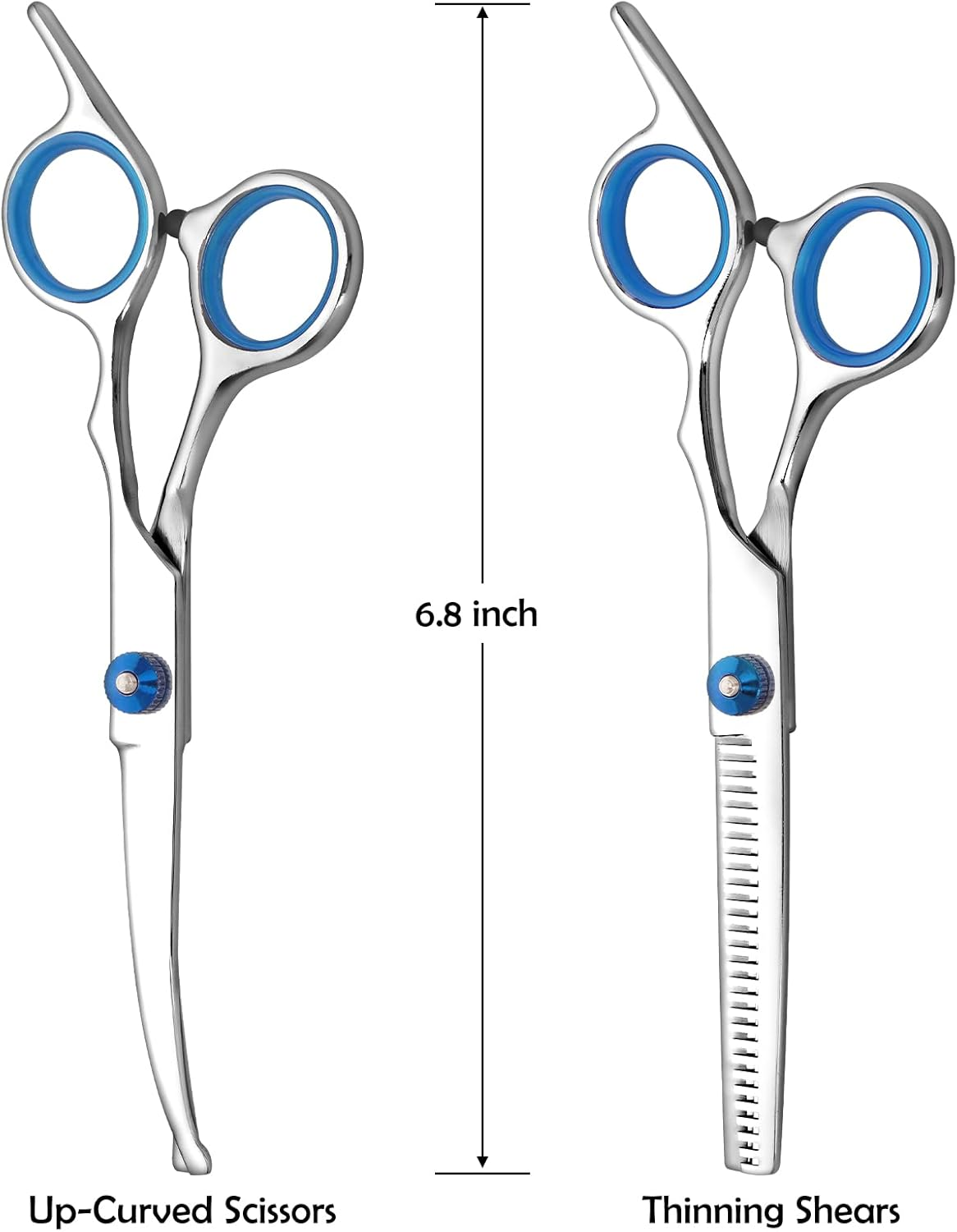 Dog Grooming Scissors, Cat Grooming Scissors, Pet Grooming Scissors with Safety round Tip, Stainless Steel Dog Cat Grooming Shears Set image number 3