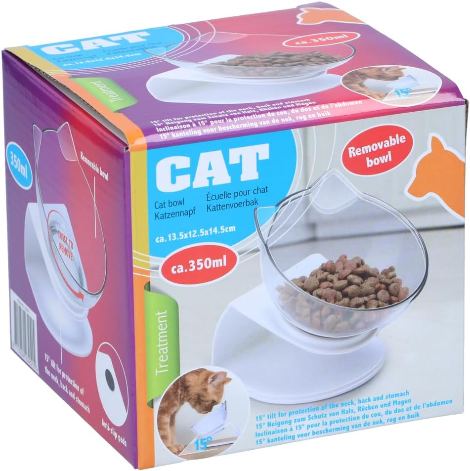 Maxxpro Cat Feeding Bowl Raised Non-Slip Feet Cat Accessories Cat Bowl 350 Ml 13.5 X 12.5 X 14.5 Cm White image number 3