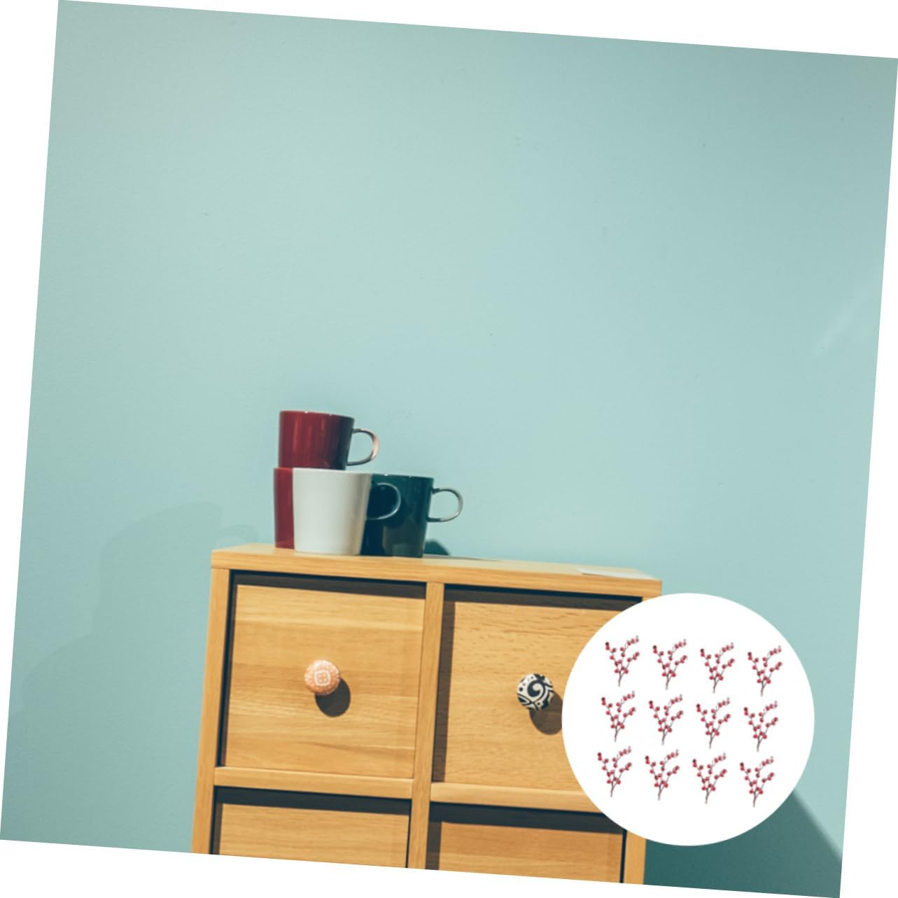 1Set Fake Pomegranate Decorations Simulated Christmas Supplies for Home Living Room and Bedroom Decor Realistic Red Lightweight and Attractive image number 4