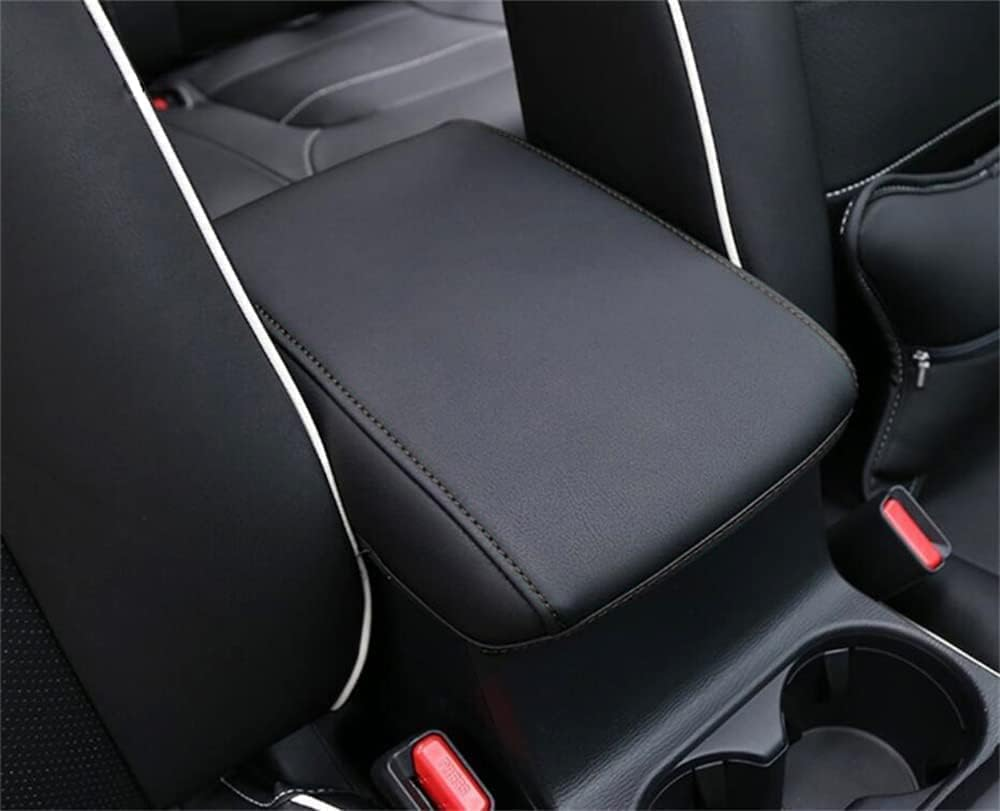 Auprite Center Console Cover for Mazda CX5 2018-2023 2024, Auto Center Console Cover Pad PU Leather Car Armrest Seat Box Cover Protector for Mazda CX5 Accessories (Black with Cushion Flat)