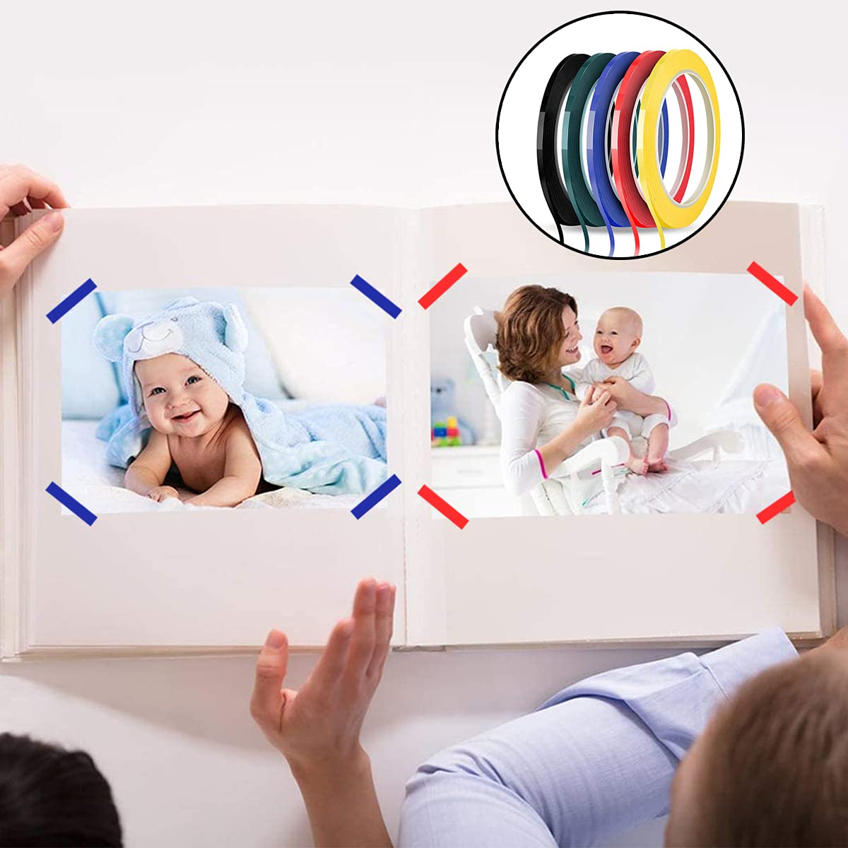 5 PCS Colored Masking Tape, Self Adhesive Grid Marking Tapes, Rolls Crafts Labeling Paper for Whiteboard, Art Board Outdoor image number 4