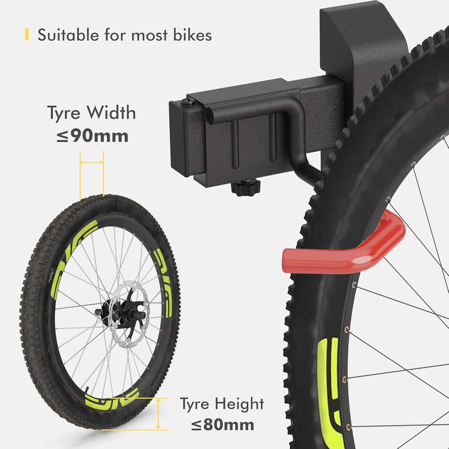 Mimoke Bicycle Wall Mount Vertical | Suitable for All Bicycles | Adjustable Hooks | Organisation Solution for Home and Garage (For 3 Bikes 2 Helmet Hooks) image number 5