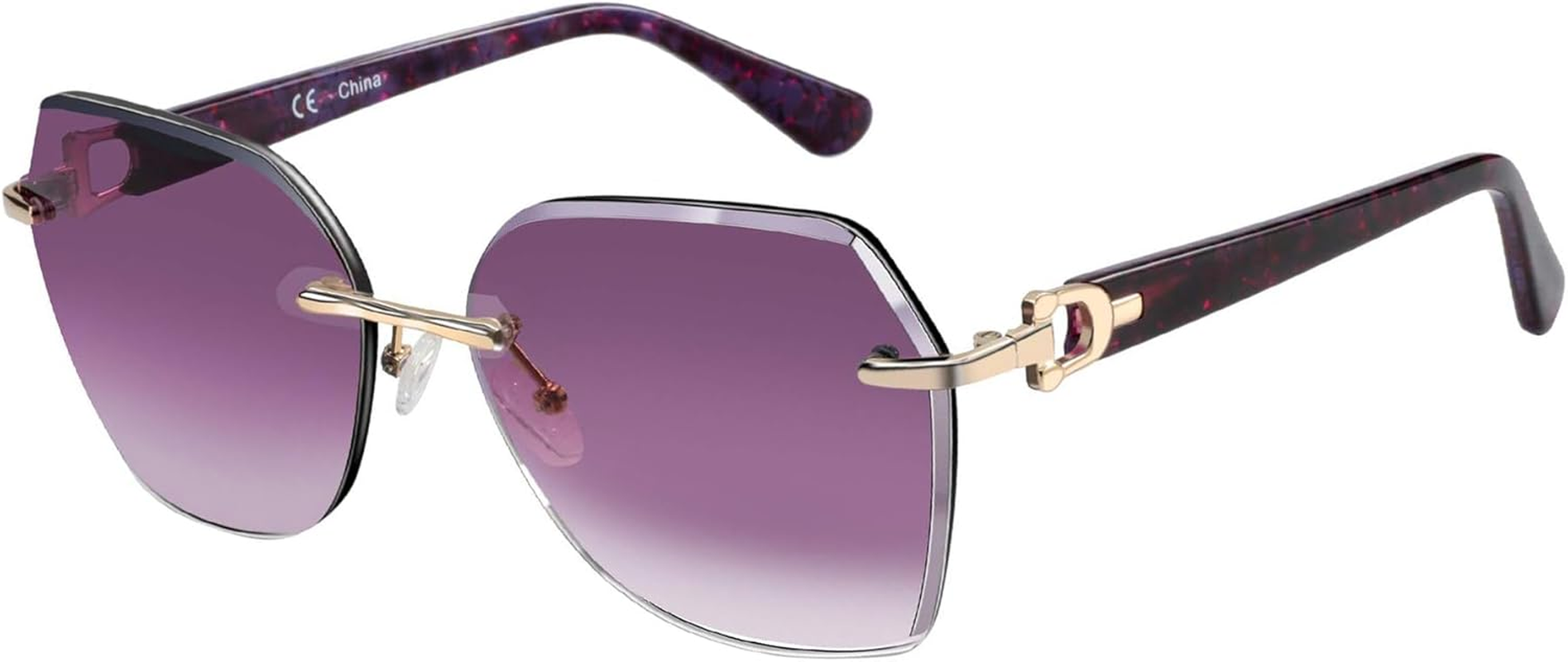 ZENOTTIC Oversized Rimless Sunglasses for Women Geometric Diamond Cutting Gradient Lens UV Protection Fashion Shades Trendy