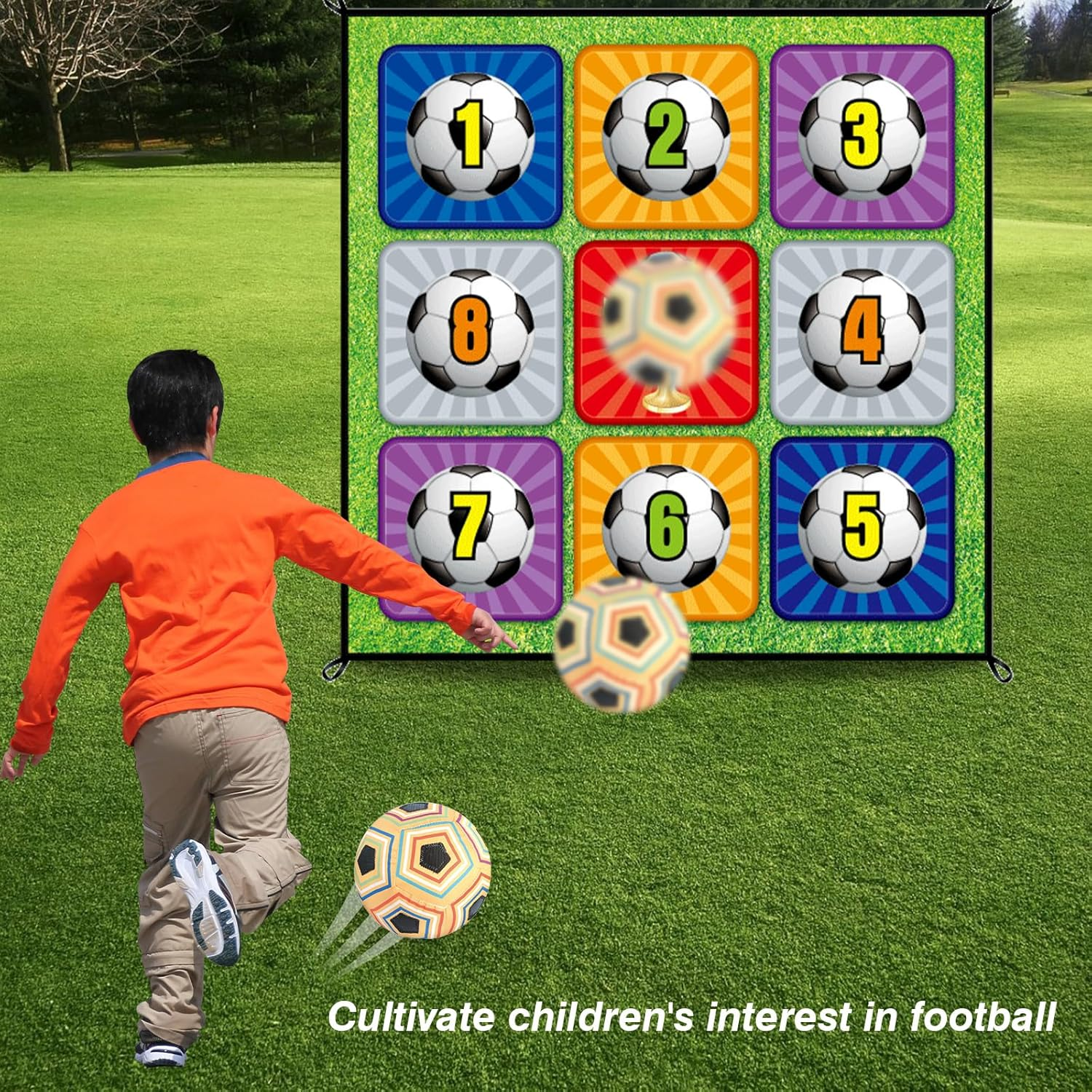 HCBZVV Soccer Ball Game Mat Set - Backyard/Outdoor/Indoor Mini Soccer Toys Games Set with Adhesive Soccer, No Need to Inflatable -Soccer Birthday Gift Toys for Kids Yard Backyard Games (59 X 59 In) image number 3