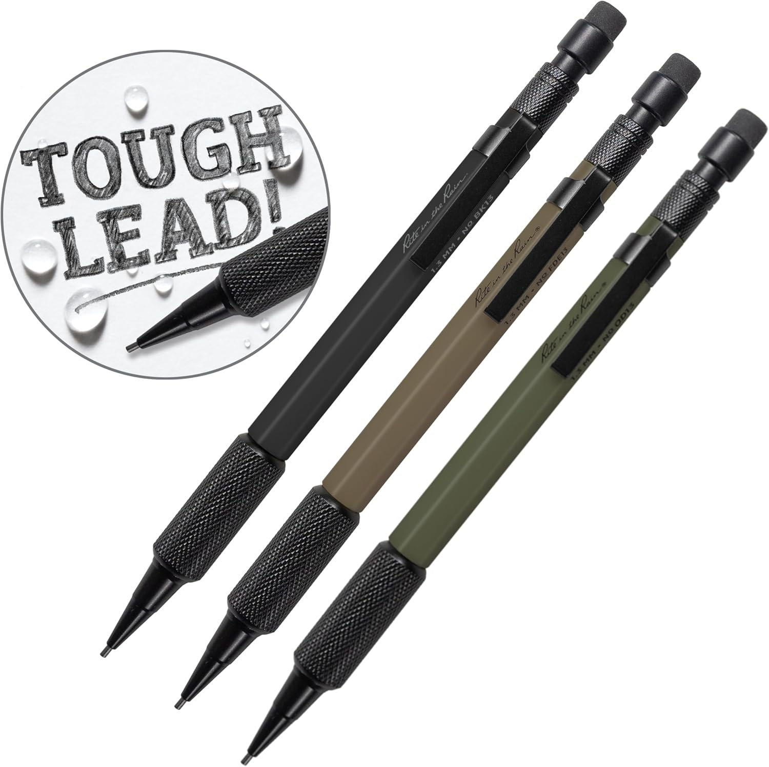 Rite in the Rain Weatherproof Mechanical Pencils, 1.3Mm Black Lead, 3 Pack (No. TAC13) image number 4