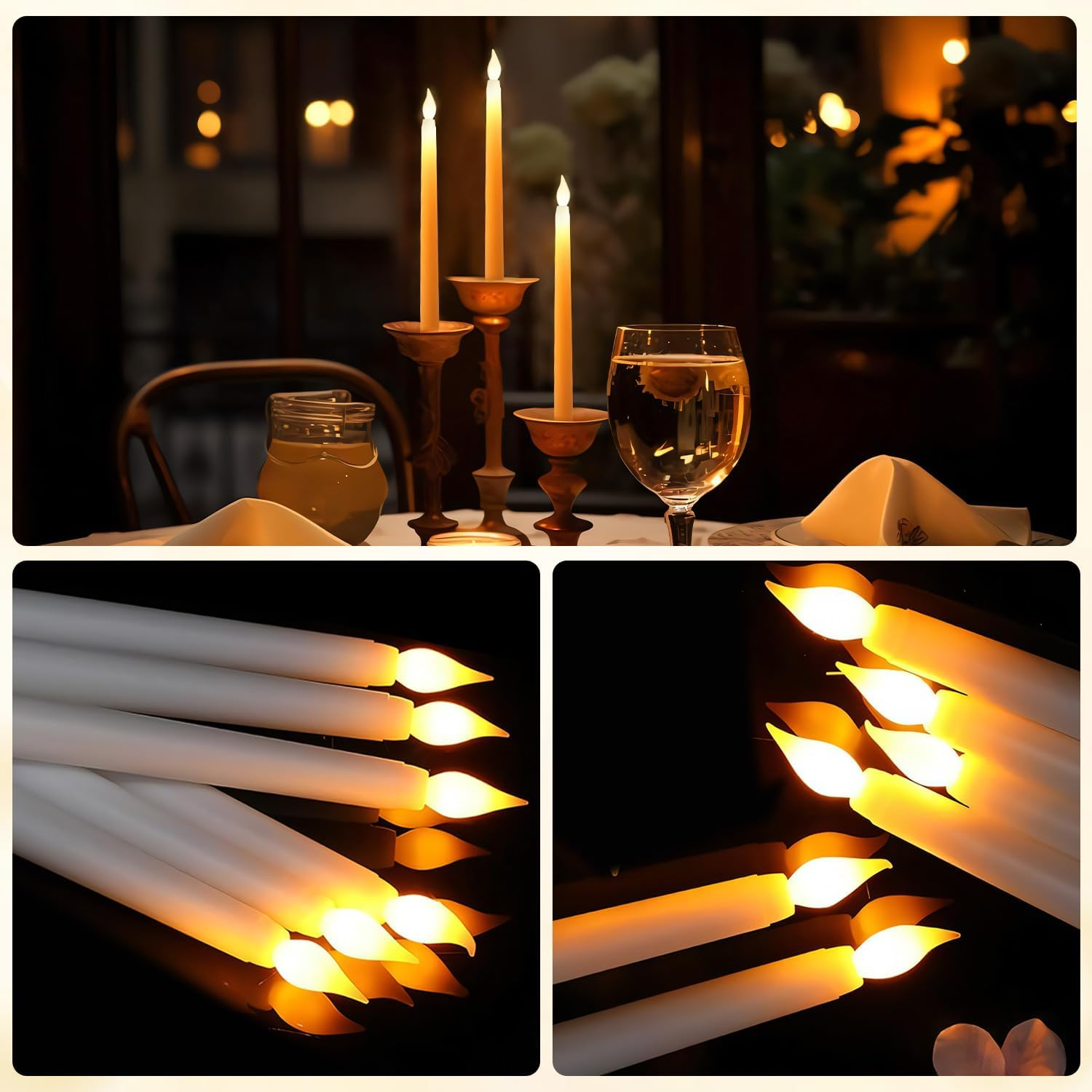 LED Flameless Candles Taper Flickering with 10-Key Remote Battery Operated Window Candles Lights Set of 6 Led Warm 3D Wick Light for Christmas Diwali Home Wedding Decor image number 6