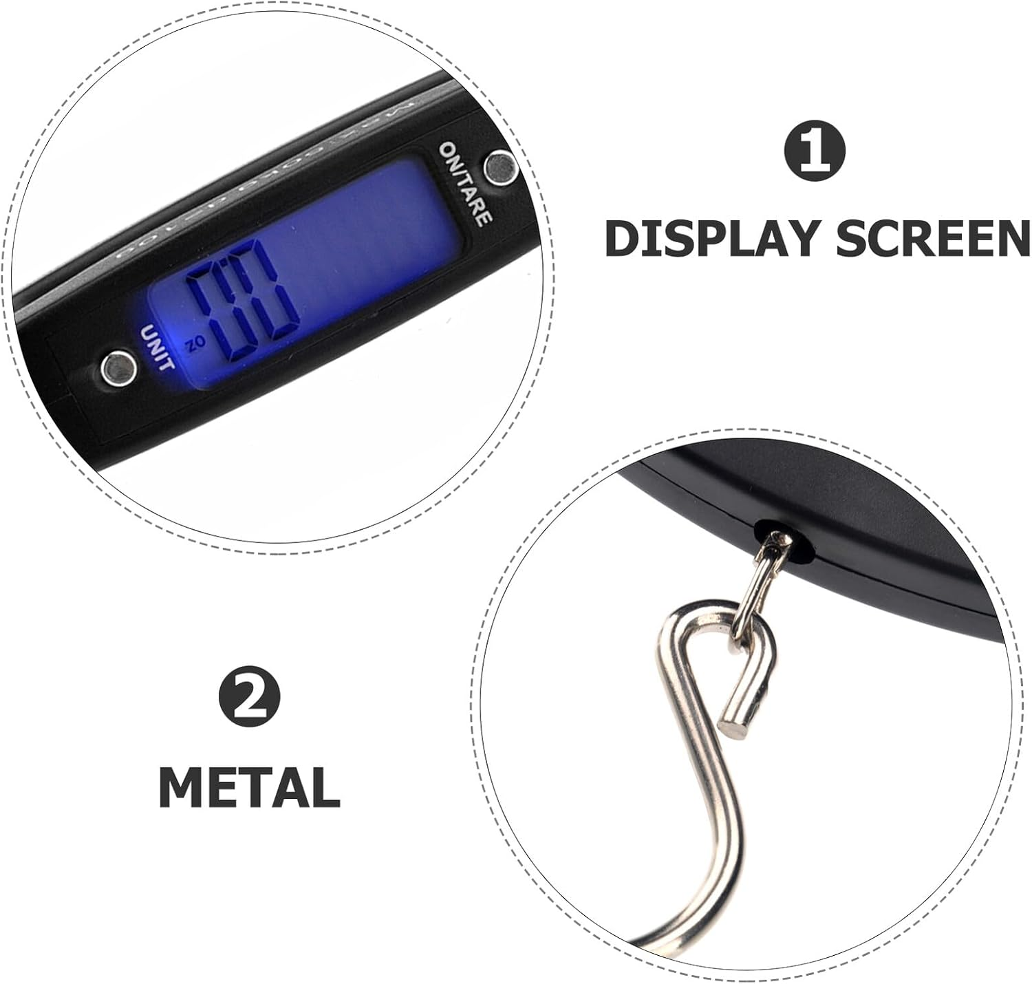 Parliky 2Pcs Portable Electronic Scale Luggage Weighing Scales Hanging Travel Weighing for Luggage Portable Digital Electronic Digital Suitcase Hand Black image number 4