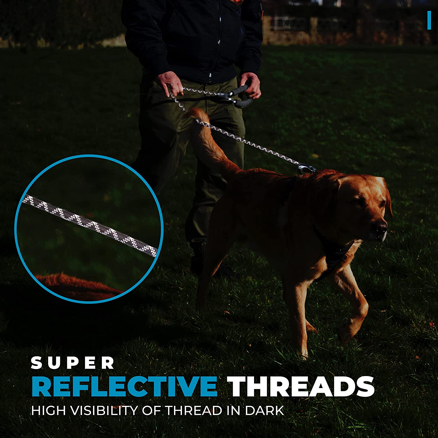 6 Ft Dog Leash ; Durable & Strong Nylon Dog Lead by Saffily - Comfortable Padded Handle and Perfect for Medium & Large Dogs Training-4X Reflective Thread Is Used in Our Dog Leashes image number 2