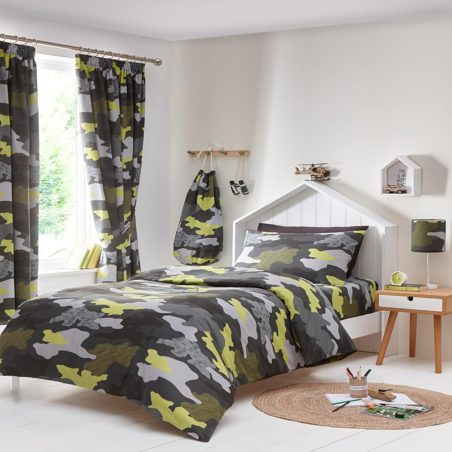 Happy Linen Company Girls Boys Kids Camo Camouflage Green Double Reversible Soft Easy Care Bed Linen Duvet Cover Quilt Bedding Set with Pillow Cases image number 2