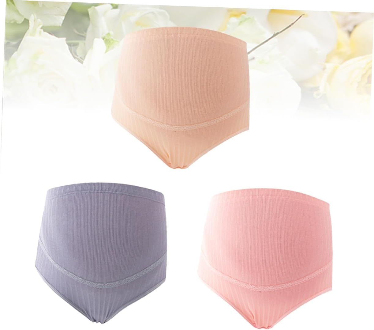 Ipetboom 3Pcs Maternity High Waist Panties Soft Cotton Stretchy Breathable Comfortable for Pregnant Women Random Color image number 1