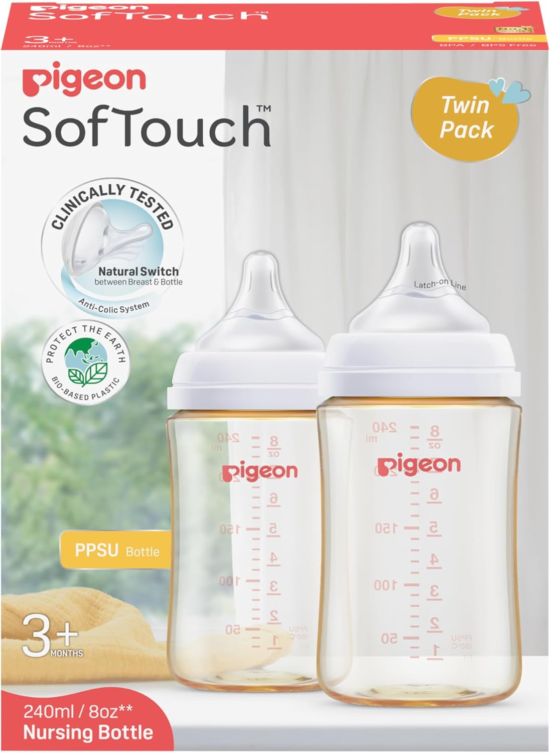 SOFTOUCH BPP Nursing Bottle PPSU 240ML Twin Pack L image number 1