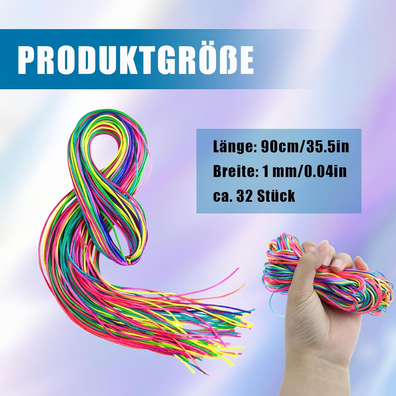 Pack of 32 Colourful Hair Wrap Cord, Gradient, Braided Hair Ropes, Various Rainbow Braided Headbands, DIY Ponytail Braids, Hair Styling Accessories for Women and Girls image number 1