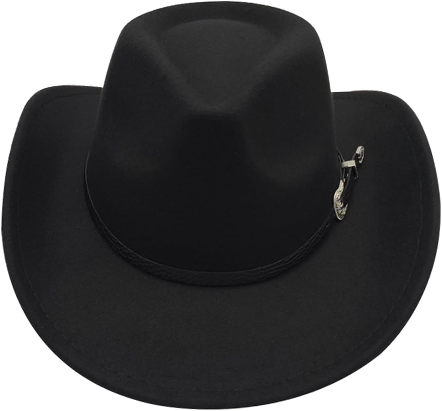 Willheoy Cowboy Hat for Men Women Western Cowgirl Hats Felt Fedora Hat Black Cowboy Costume - Black 1 image number 6