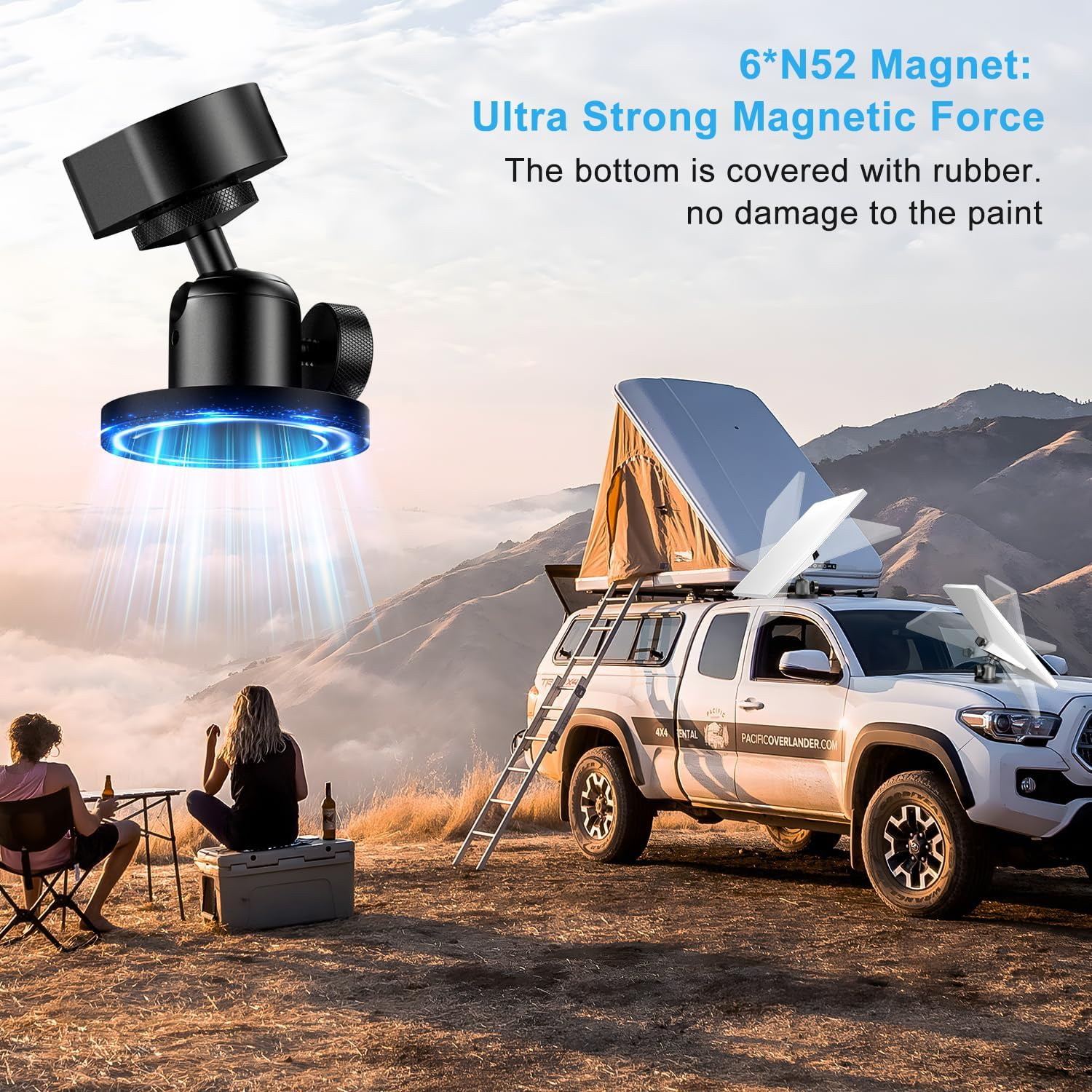 Cloudvalley Adjustable Magnetic Mount for Starlink Mini Accessories, Compatible with OEM Pipe Adapters, Aluminum Alloy Mounts on Car RV Fence Yachts image number 1