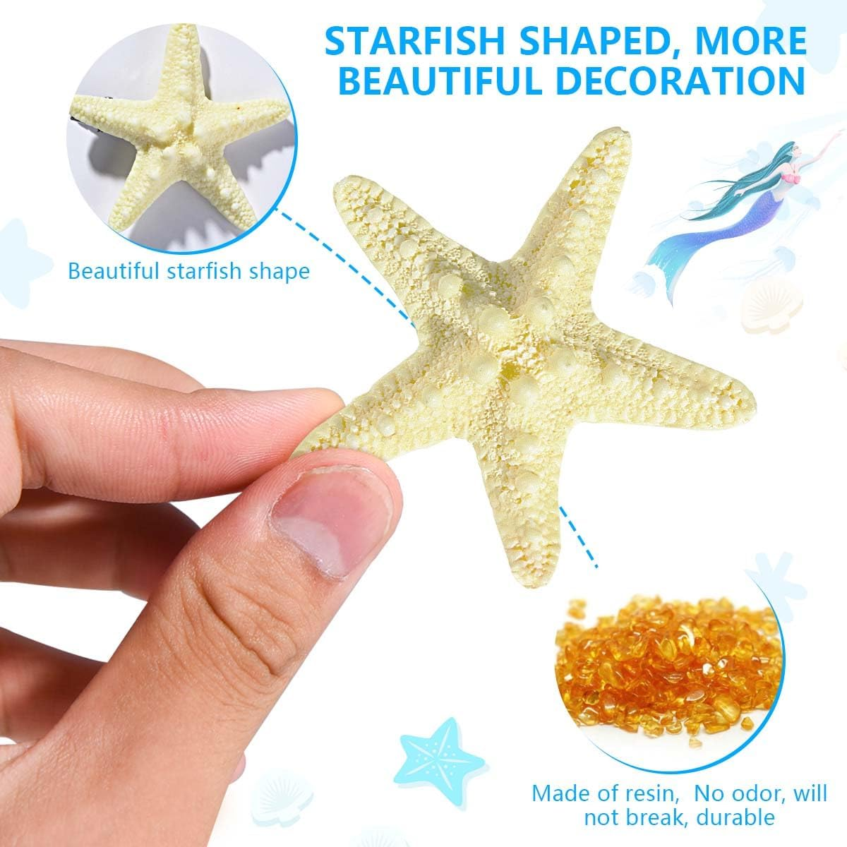 2 Pcs Starfish Hair Clip Resin Beach Sea Star Hair Pins Mermaid Hair Clips Accessories for Women and Girls image number 5
