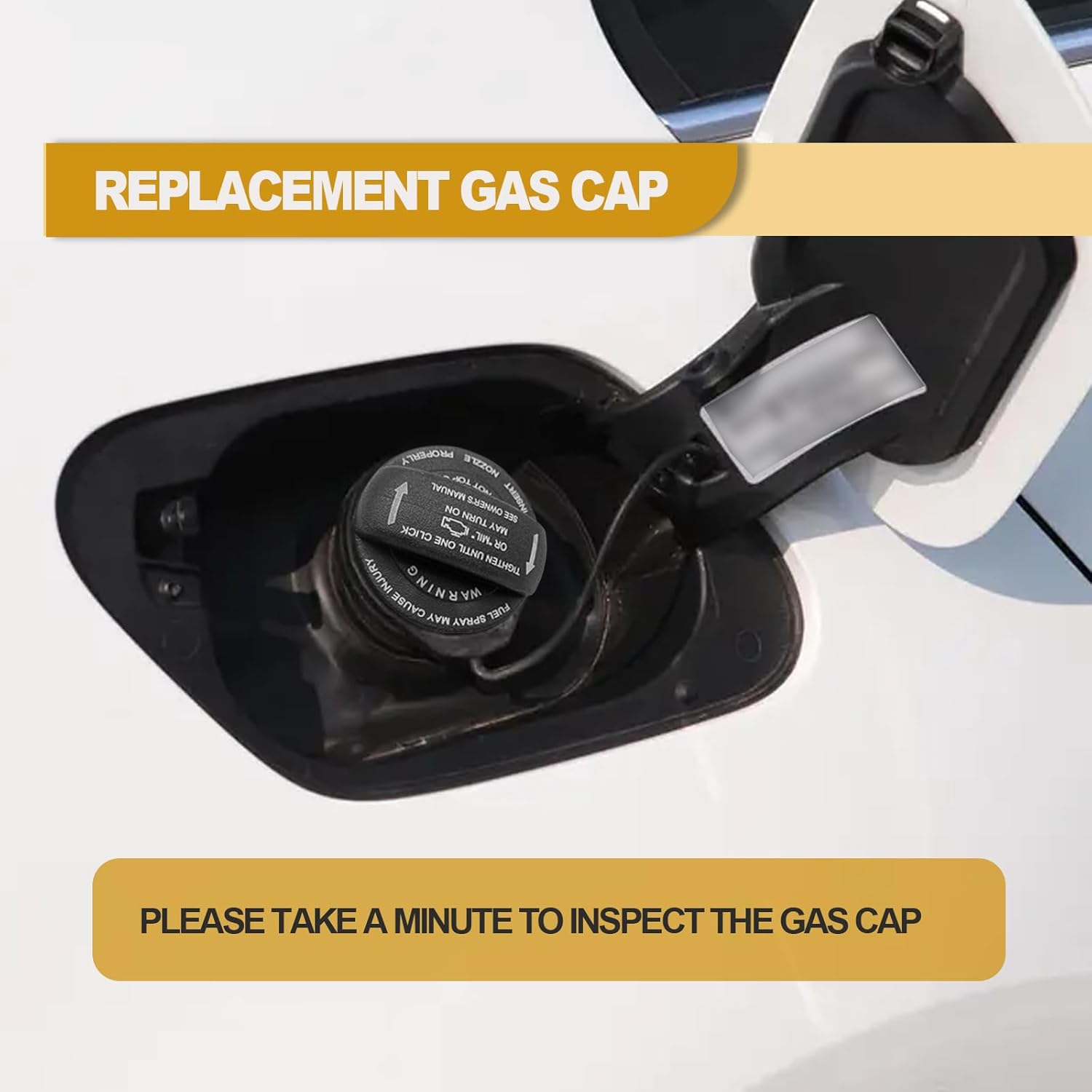 Fuel Tank Cap Gas Cap Compatible with Volkswagen - 2011-2020 VW Jetta, 2015-2020 VW GTI, 2015-2020 VW Golf Retaining Strap Replace 5C0201550T, 5Q0201550L