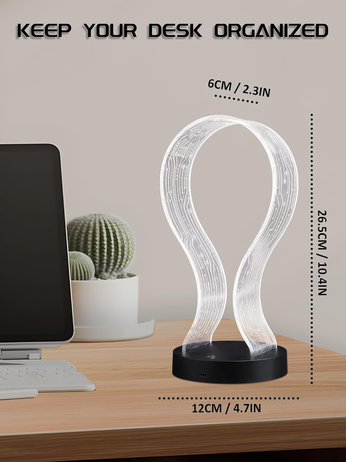 Light up Headphone Stand with 16 Color Lights, PCB Pattern Acrylic Headset Stand with 1 USB and 1 Type-C Charging Ports, Gifts for Gamers Men and Music Lovers image number 1