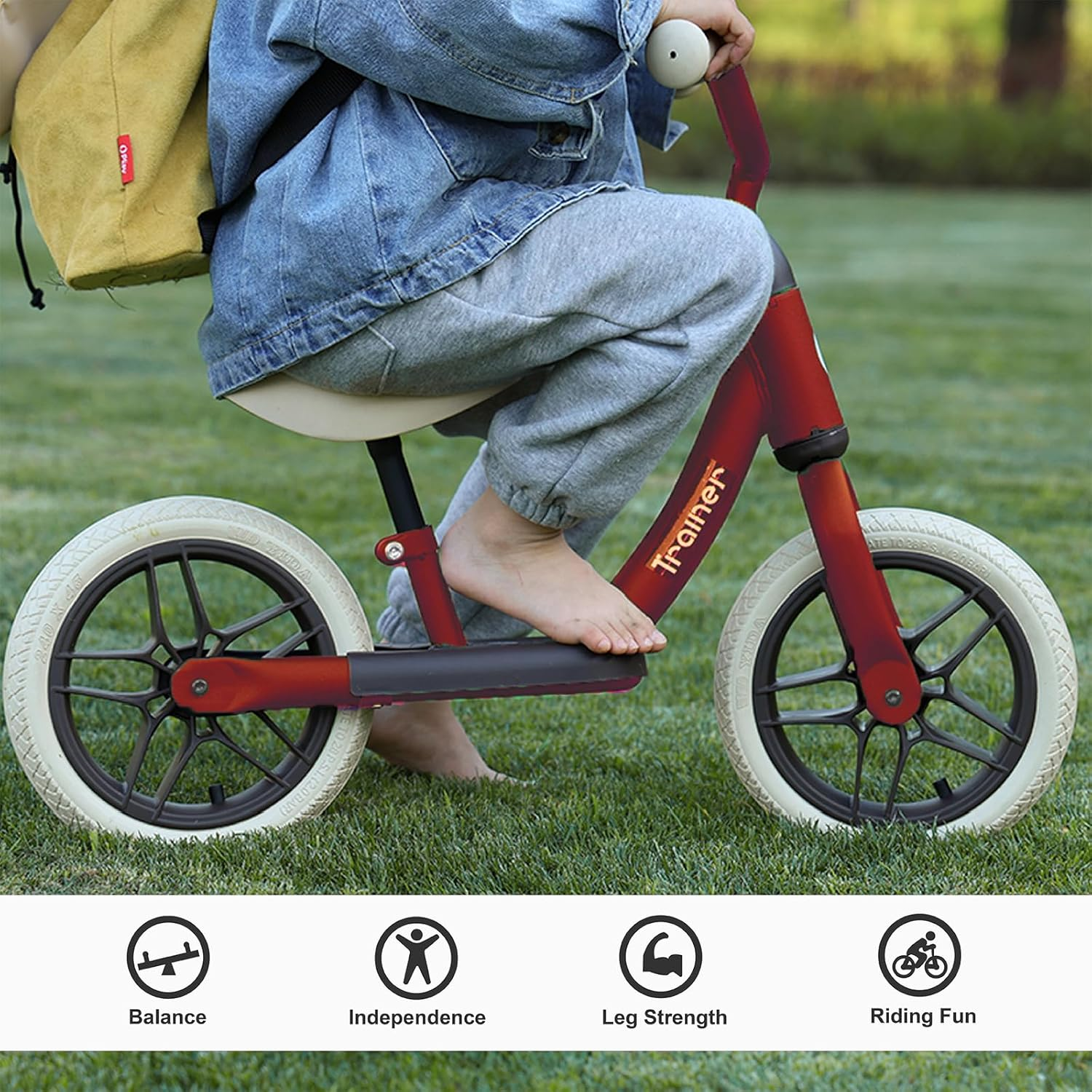 Qplay Toddler Balance Bike for 2 to 4 Year Old,10" Kids Balance Bikes with Footrest & Adjustable Seat &ndash; Toddler Gifts Bike for Boys Girls Push Bike Training Balancing Bicycle Easy Assembly - Black image number 7