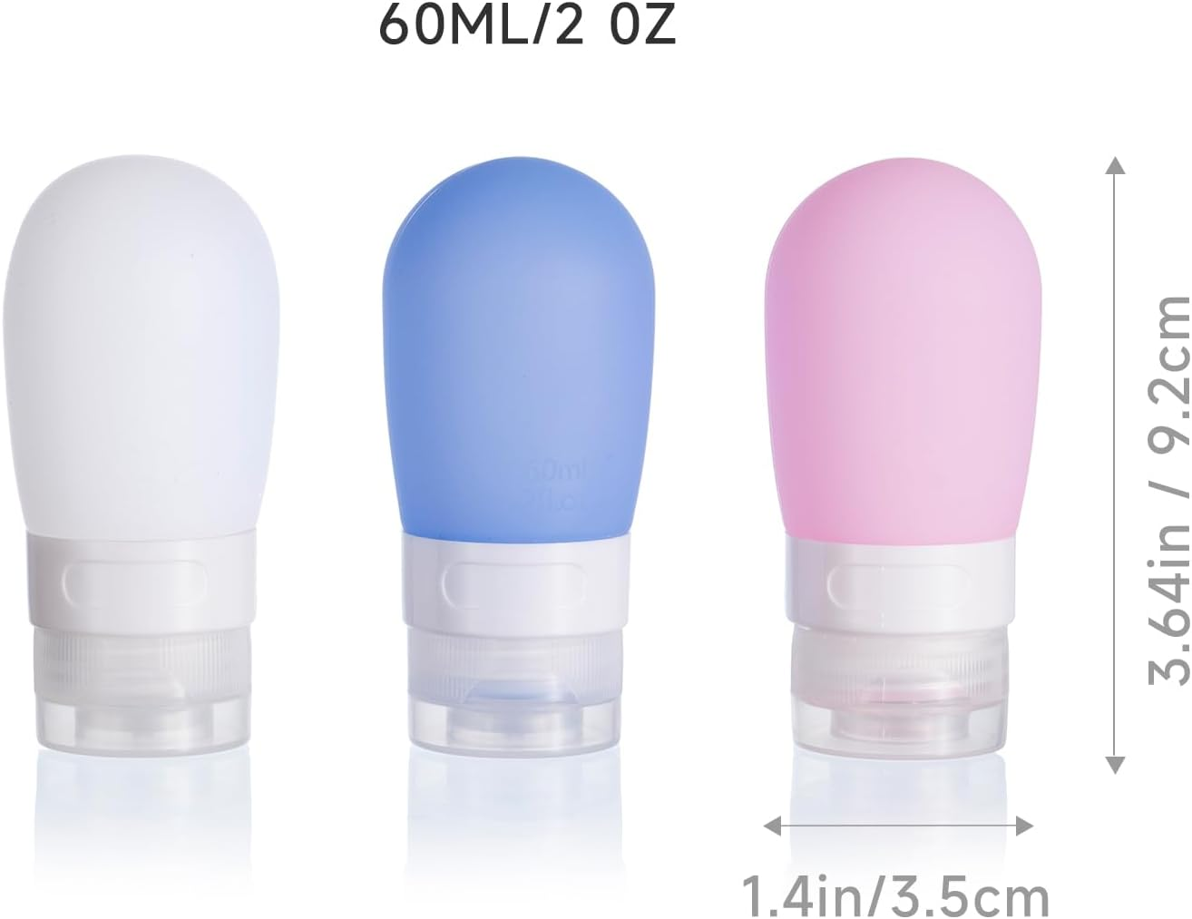 KISMETICS Leak Proof Squeezable Silicone Travel Bottles, Reusable, Refillable Bottles, Bulb Shape, Sustainable, TSA Carry on Approved Toiletries Containers, 3Pcs (2Oz/60Ml) image number 2