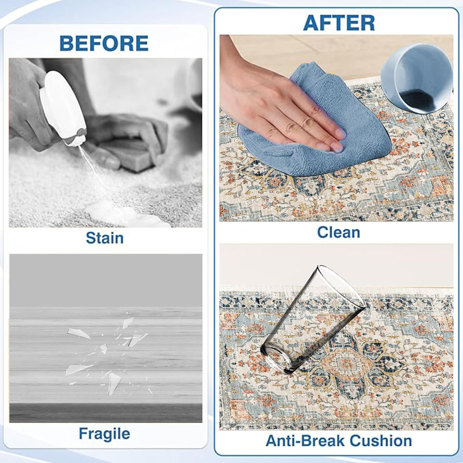 STEUGO 2 Pieces Boho Kitchen Rugs and Mats,Non-Slip Washable Carpets for Kitchen,Waterproof Kitchen Floor Rugs Set,Comfort Rug Sets of 2 for Kitchen/Bathroom,17"X29"+17"X59"(Colorful) image number 2