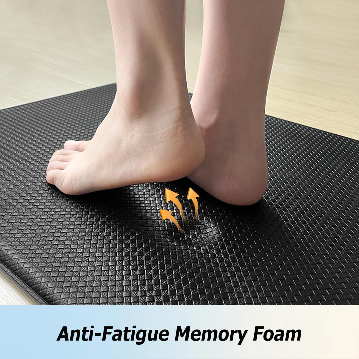 YUTA 2PCS Kitchen Mats, Kitchen Rugs Set, Cushioned anti Fatigue Kitchen Mats for Floor, Non-Slip Standing Desk Mat, Waterproof Kitchen Rug Set for Kitchen, Floor, Office 44X75Cm+44X150Cm, Black image number 2