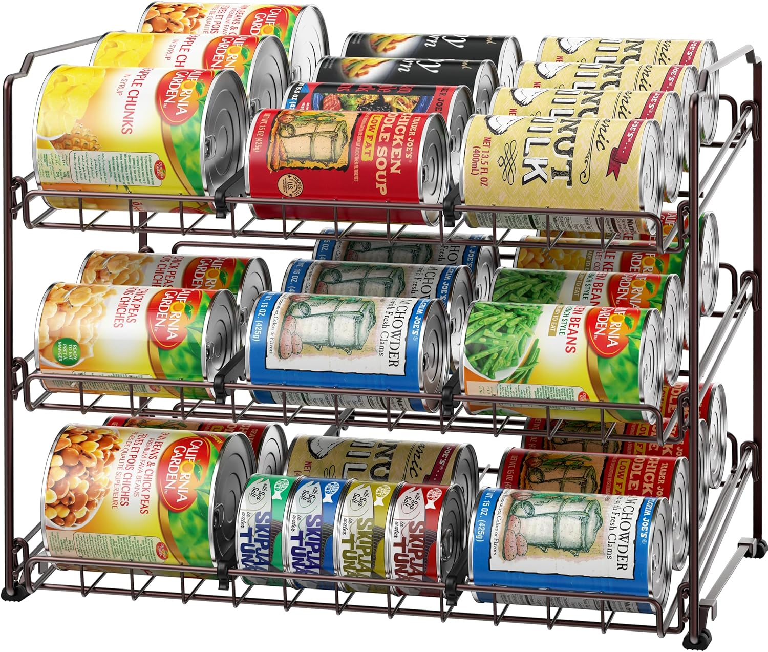 Simple Houseware Stackable 3 Tier Can Rack Organiser for Kitchen and Pantry Organization, White