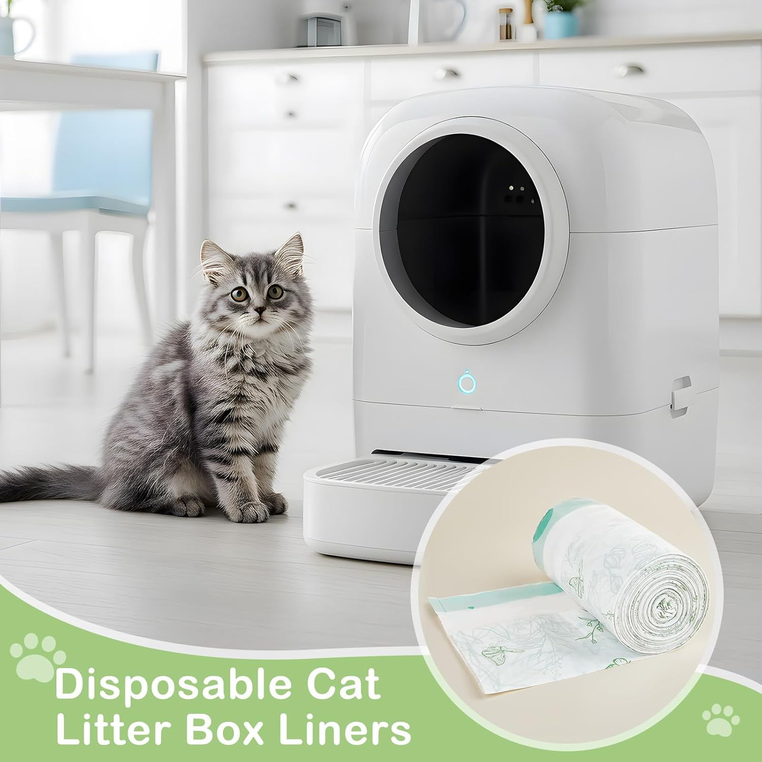 Glittme Cat Litter Box Liners 26"X16" - Heavy Duty Waste Drawer Bags for Automatic Self-Cleaning Litter Boxes - Leak-Proof, Tear-Resistant Refills for Small Trays (30 Counts) image number 5