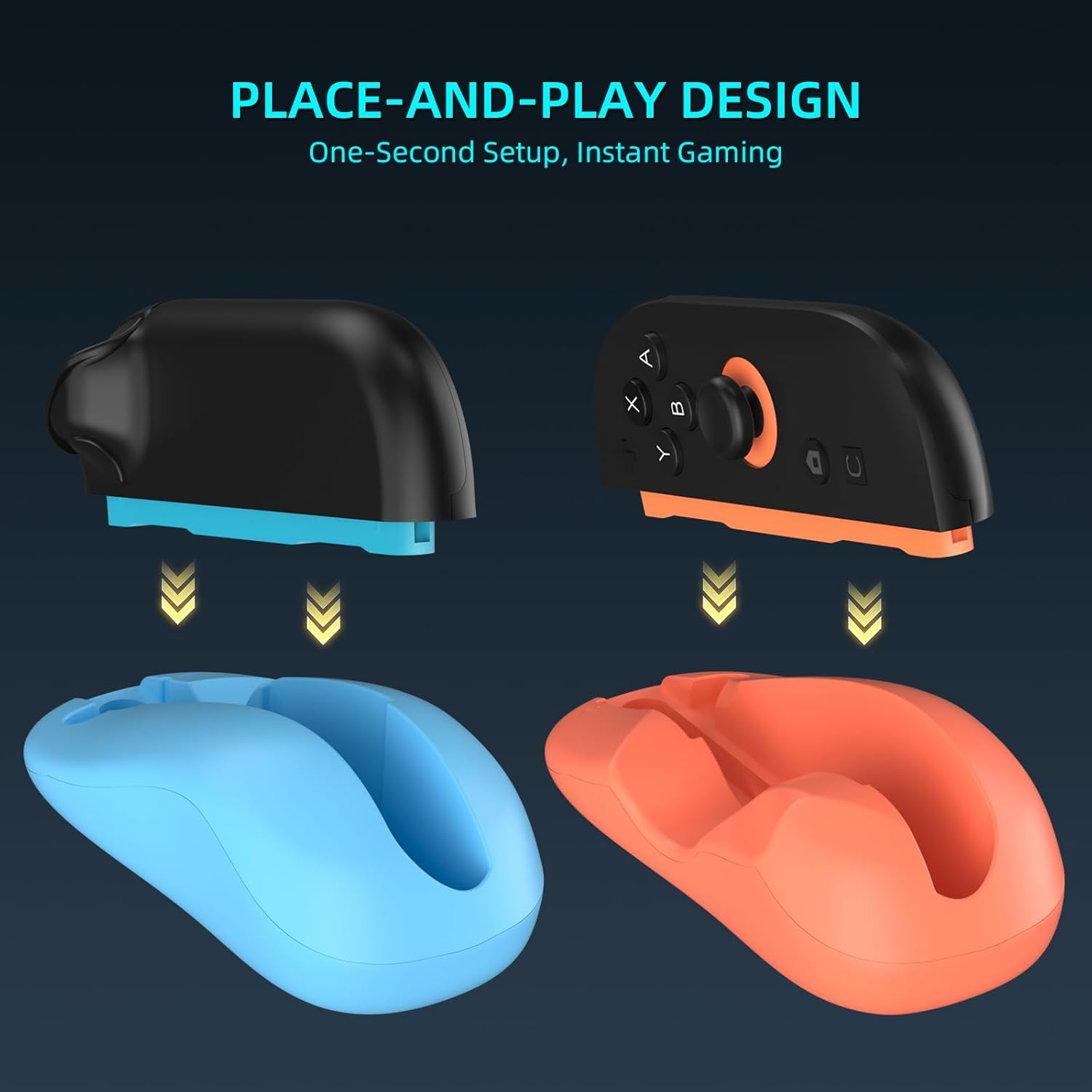 Gaming Controller Mouse Adapter for Switch 2,Ergonomic Design, Place-And-Play Setup, Blue and Orange,2-Pack (Orange Blue A)