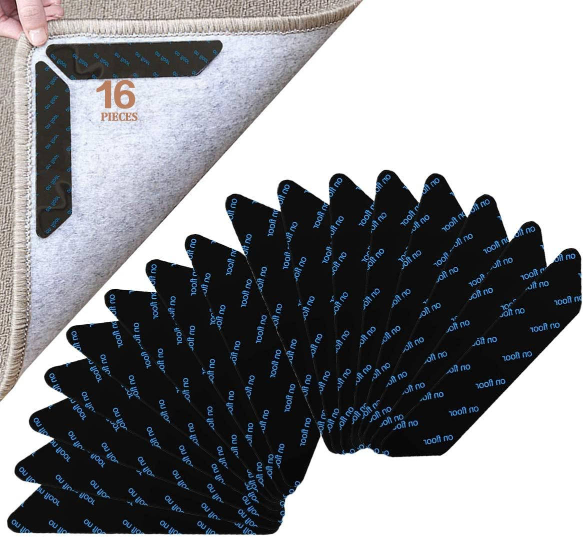 UCINNOVATE 16X Carpet Gripper, Anti-Slip Rug Grippers Mat Reusable anti Curling Rug Gripper Carpet Underlay Carpet Stopper, Strong Stickiness and Easy to Remove 180Mm*30Mm*2Mm