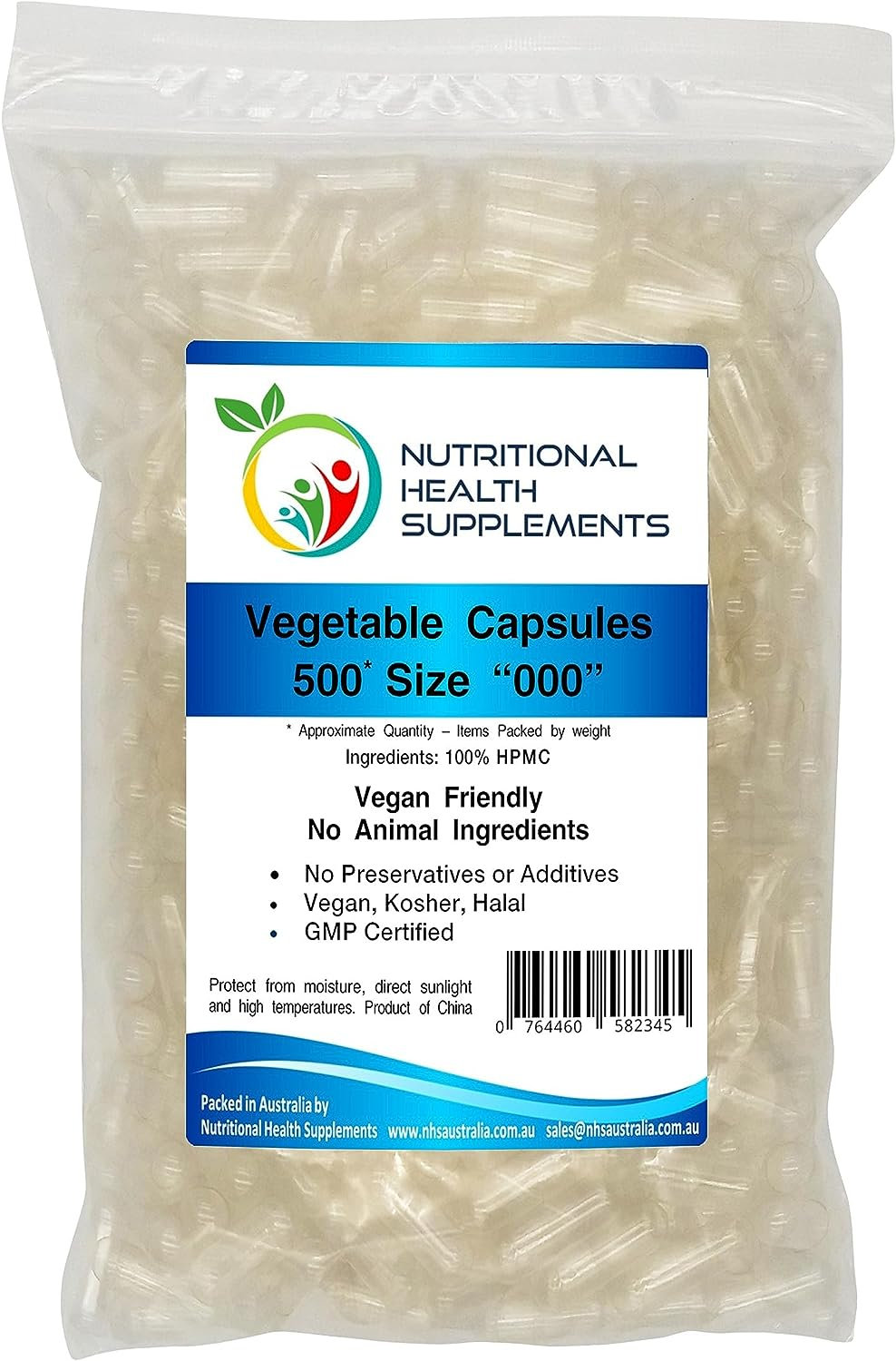 500 X Size 000 HPMC Empty Clear Veggie Caps Vegetable Vegetarian Vegan Capsules image number 1