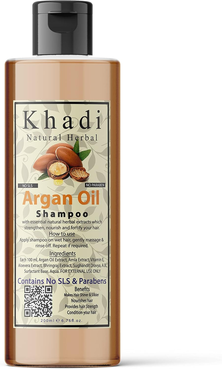 Khadi Natural Herbal Moroccan Argan Hair Shampoo with Organic Argan Oil (No SLS & Paraben), 200Ml (Argan Oil Shampoo) image number 2