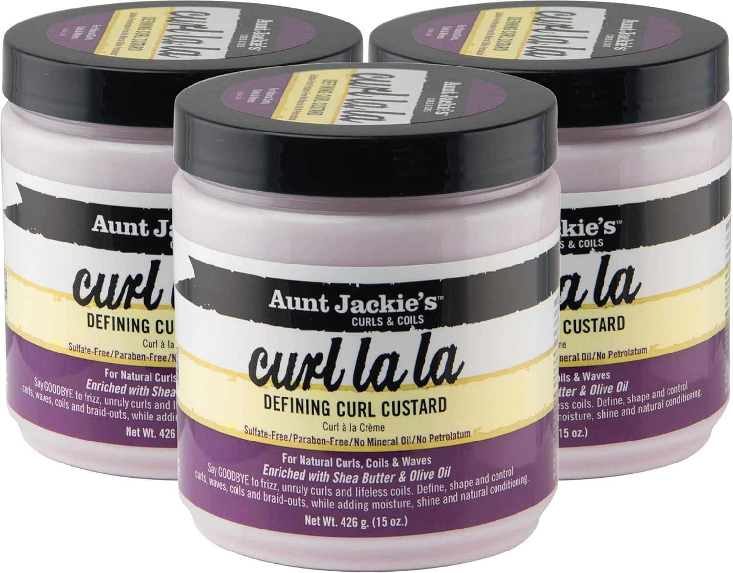 ((3 Pack)) - Aunt Jackies Curl La La Defining Curl Custard 440Ml Jar (3 Pack) image number 1