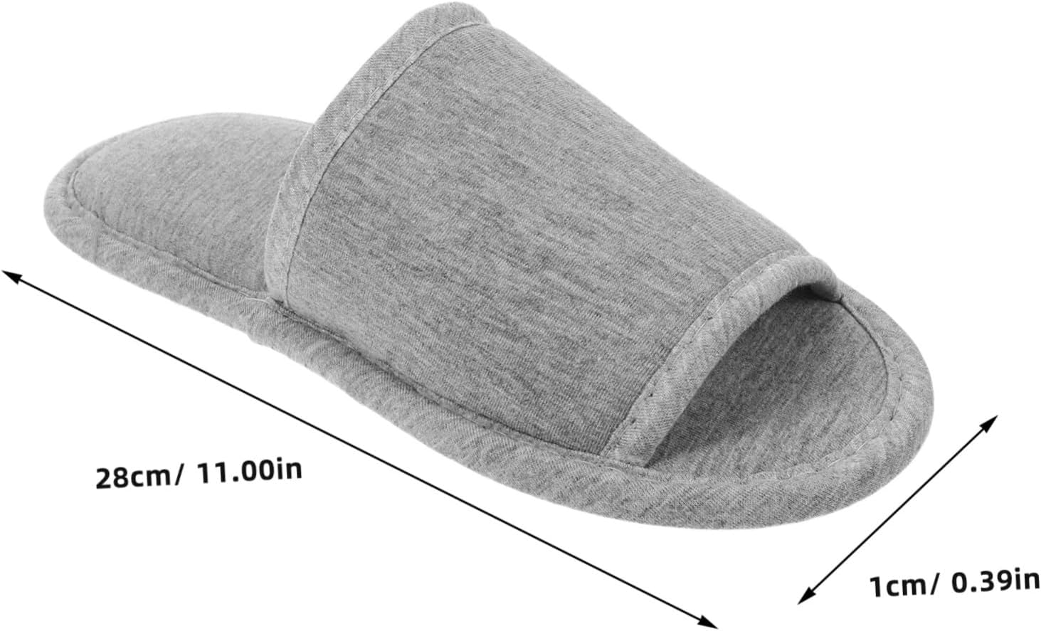 TOPPERFUN Lightweight Folding Travel Slippers for Business Trips and Home Use EVA Portable Open Toe Slippers Soft Knitted Cotton Space Saving Grey Footwear for Hotel and Plane image number 4